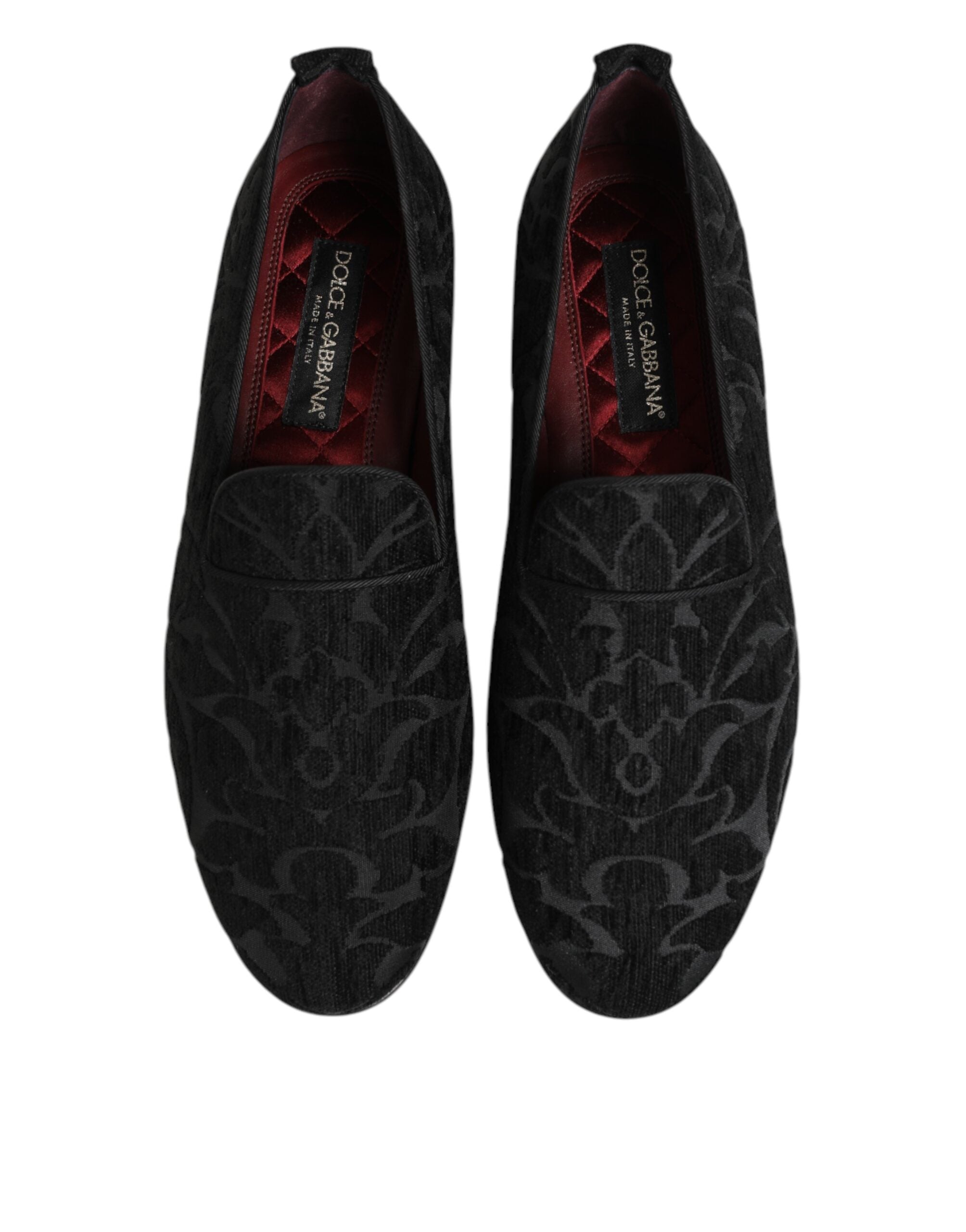 Dolce & Gabbana Black Brocade Loafers Slip On Men Dress Shoes - ACCEXO