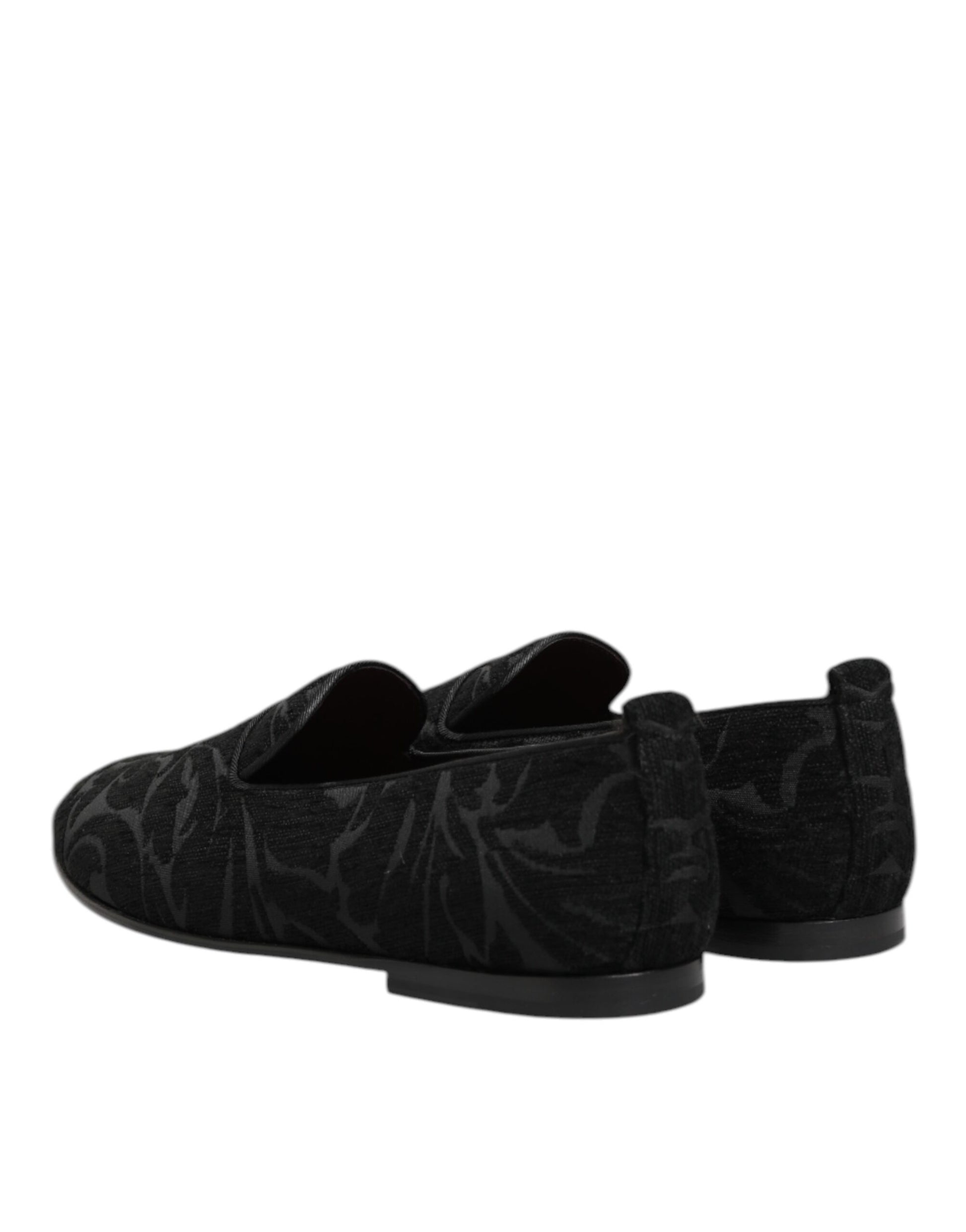 Dolce & Gabbana Black Brocade Loafers Slip On Men Dress Shoes - ACCEXO