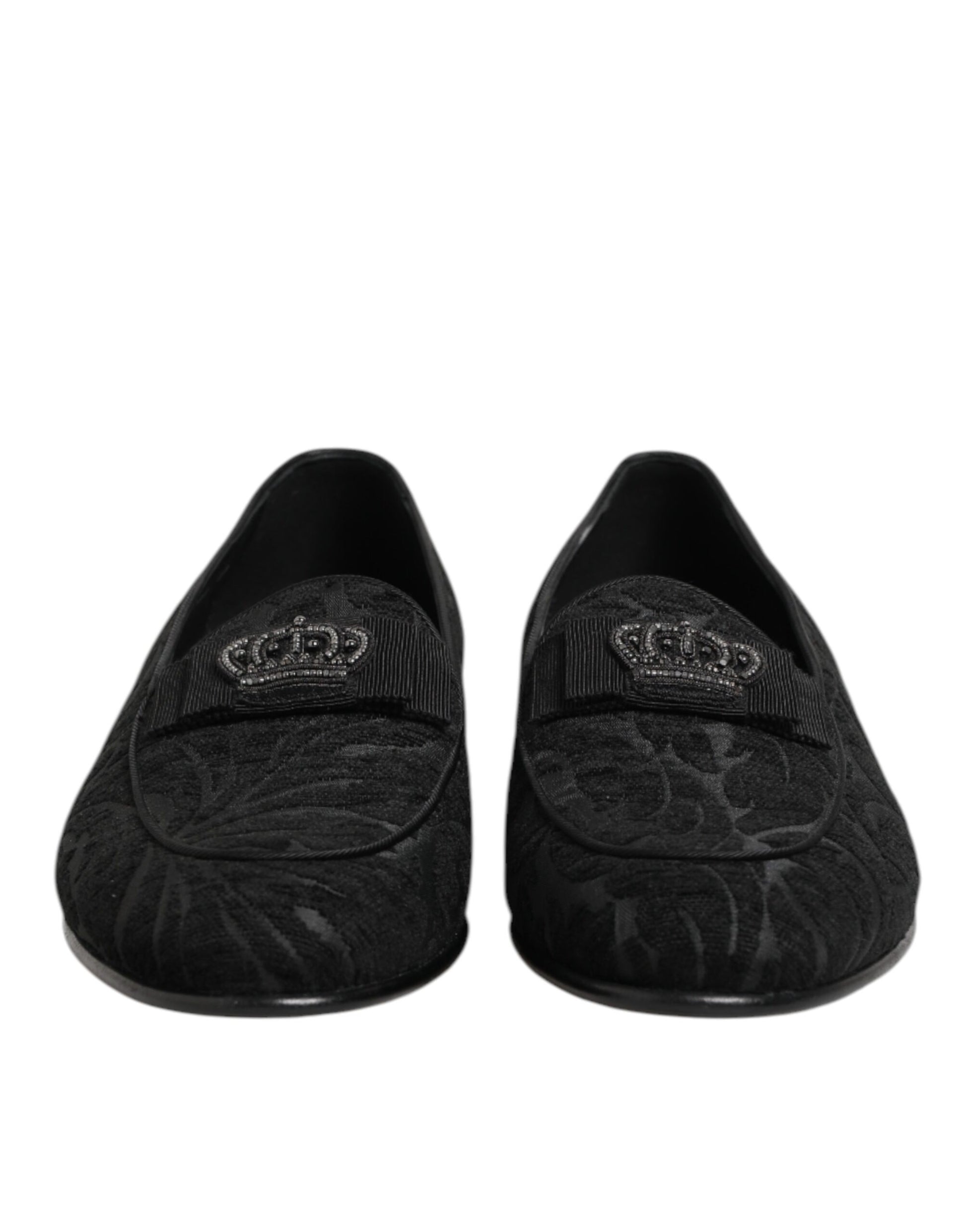 Dolce & Gabbana Black Brocade Crown Loafers Dress Shoes - ACCEXO