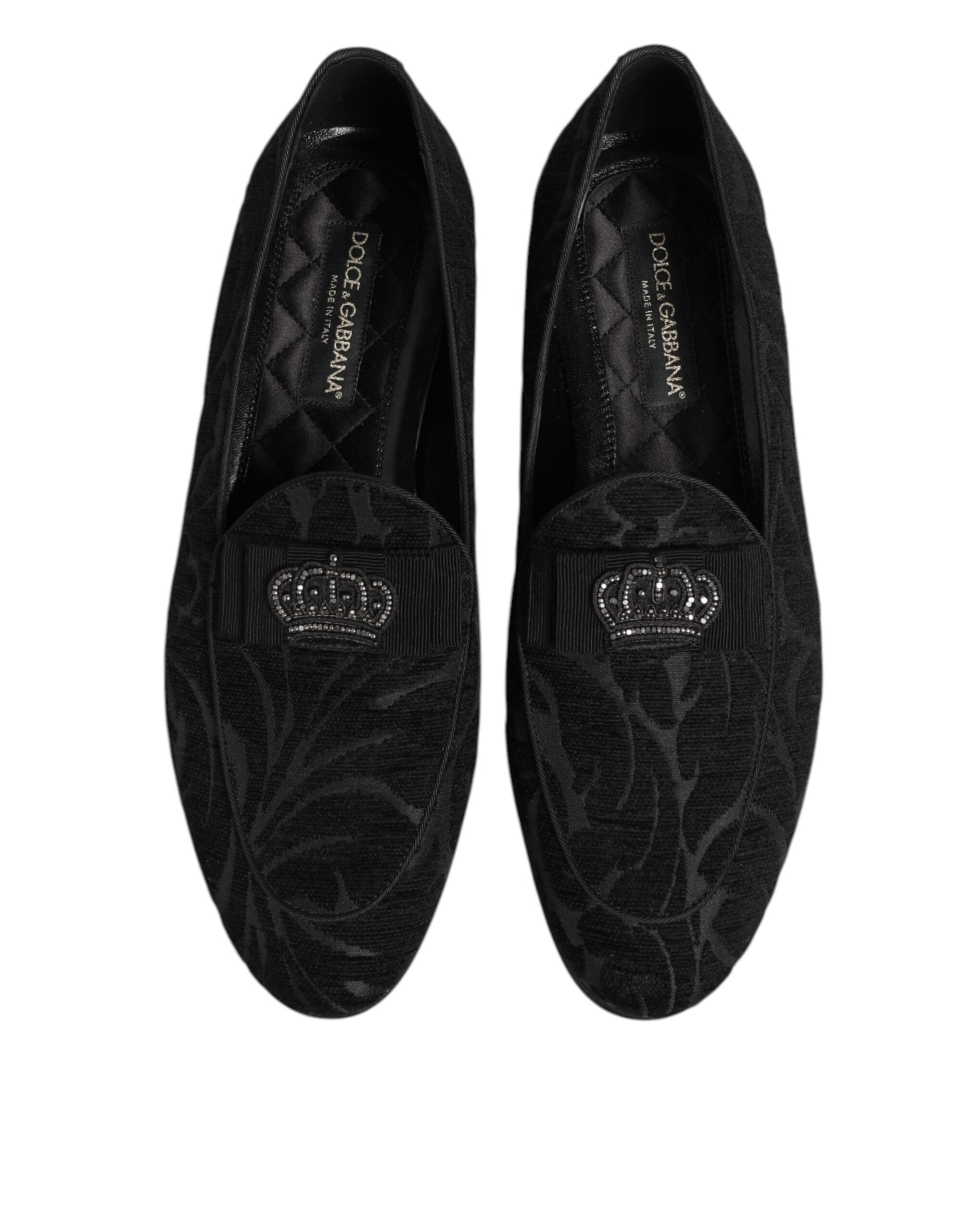 Dolce & Gabbana Black Brocade Crown Loafers Dress Shoes - ACCEXO