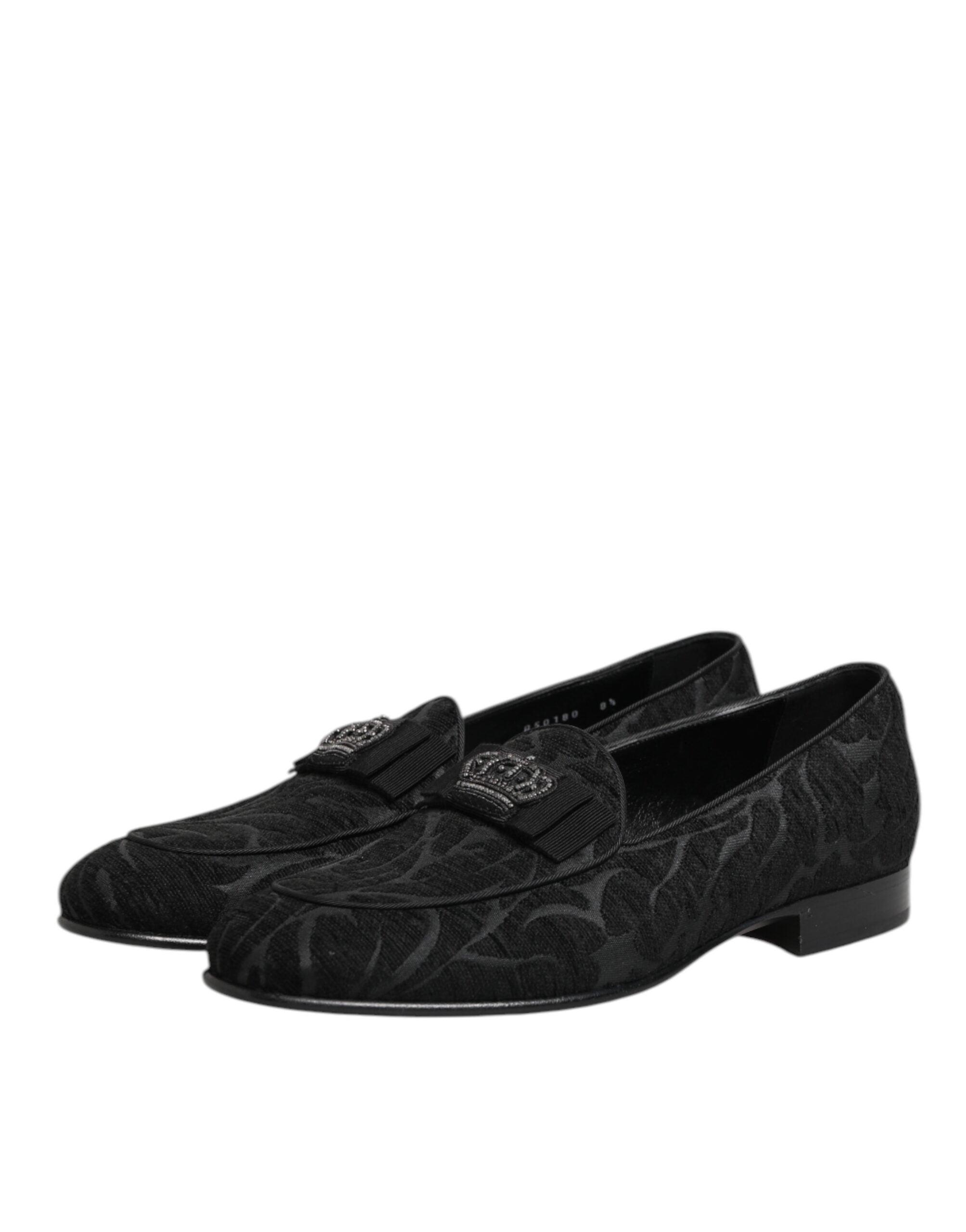 Dolce & Gabbana Black Brocade Crown Loafers Dress Shoes - ACCEXO