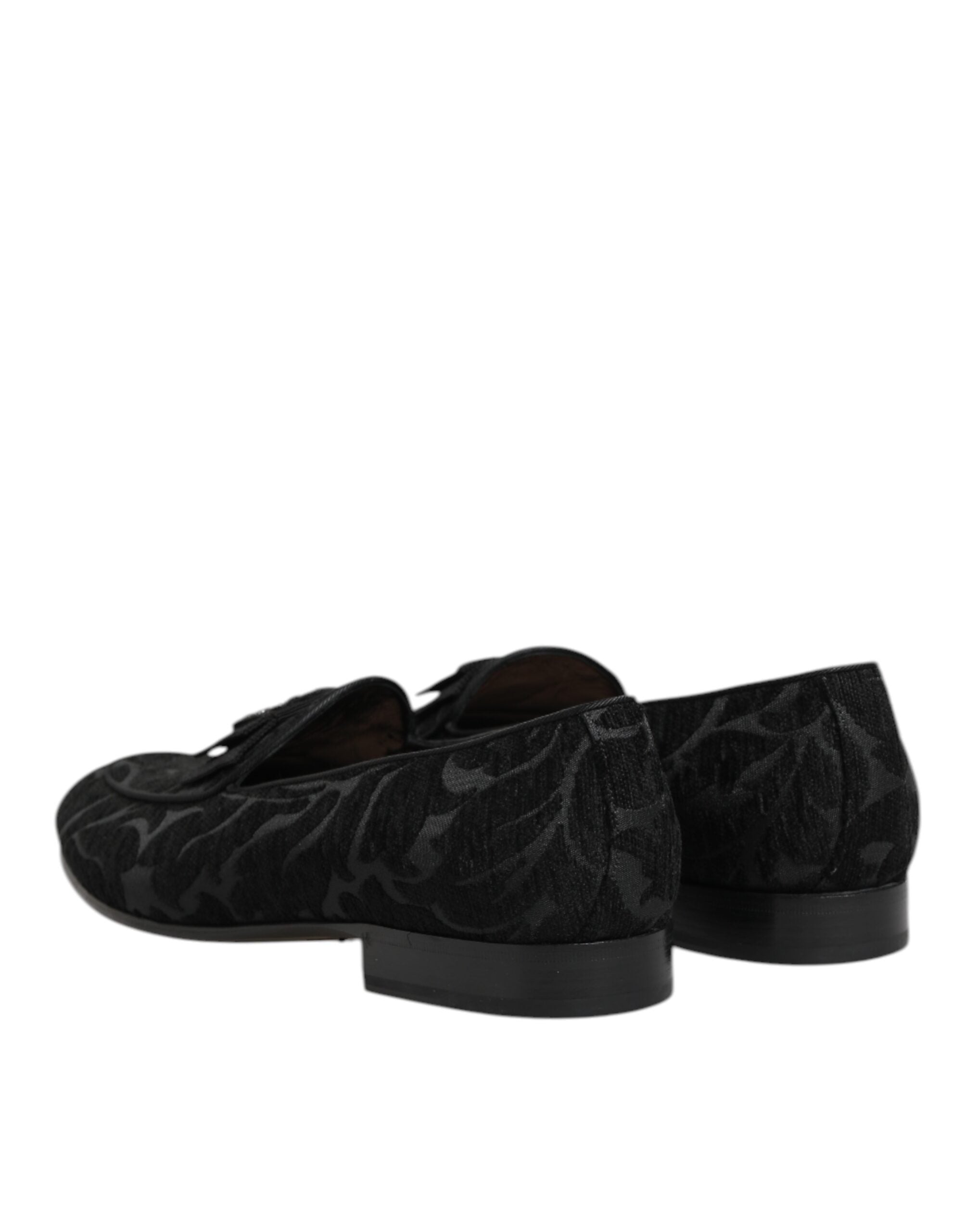 Dolce & Gabbana Black Brocade Crown Loafers Dress Shoes - ACCEXO