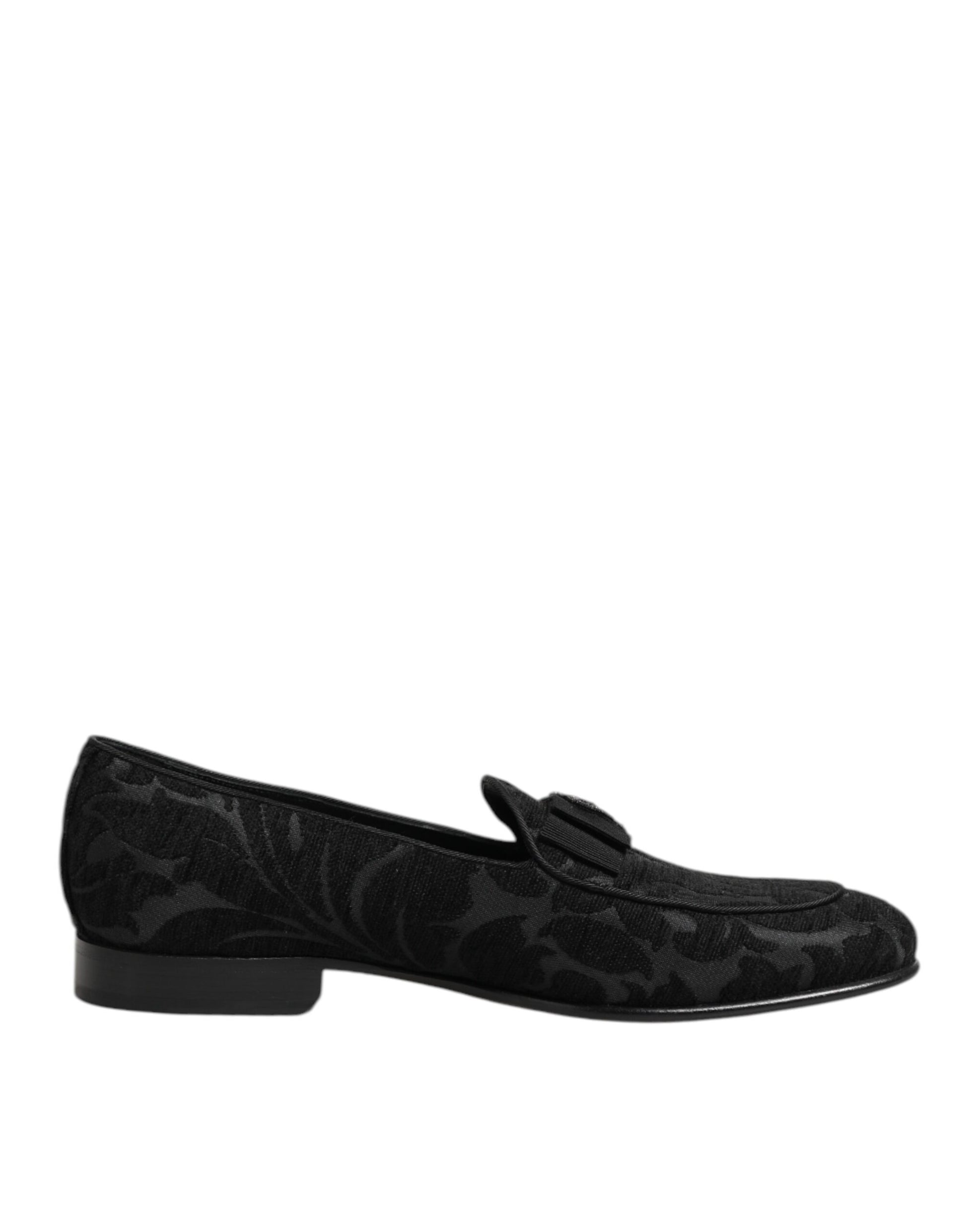 Dolce & Gabbana Black Brocade Crown Loafers Dress Shoes - ACCEXO