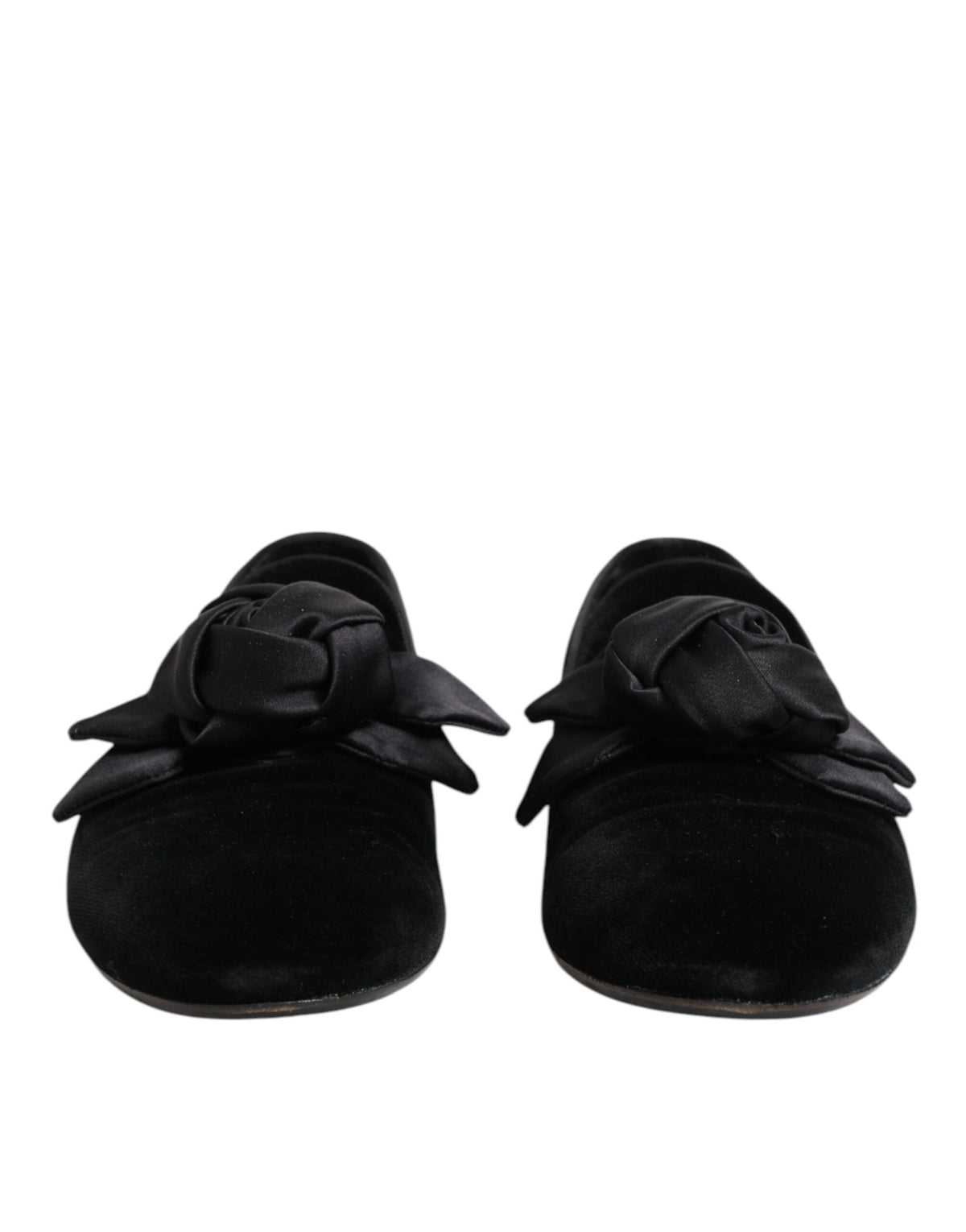 Dolce & Gabbana Black Suede Cotton Rose Slip On Loafers Shoes