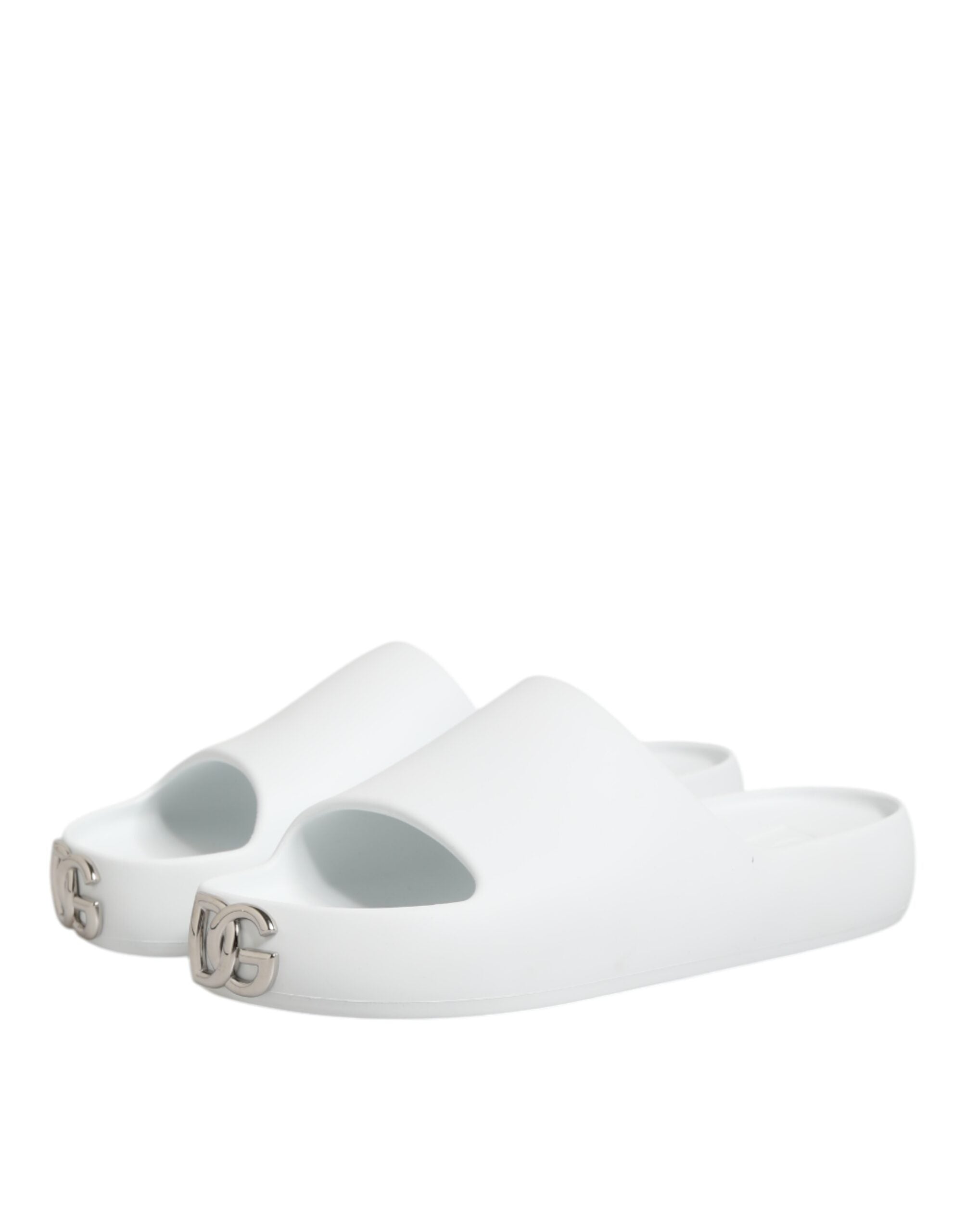 Dolce & Gabbana White Logo Slides Sandals Men Beachwear Shoes - ACCEXO