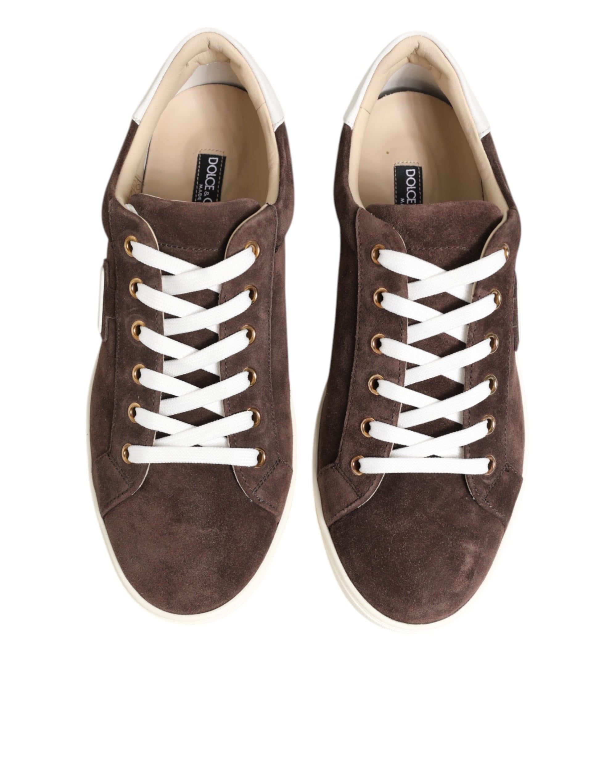 Dolce & Gabbana Brown Suede Leather Low Top Men Sneakers Shoes - ACCEXO
