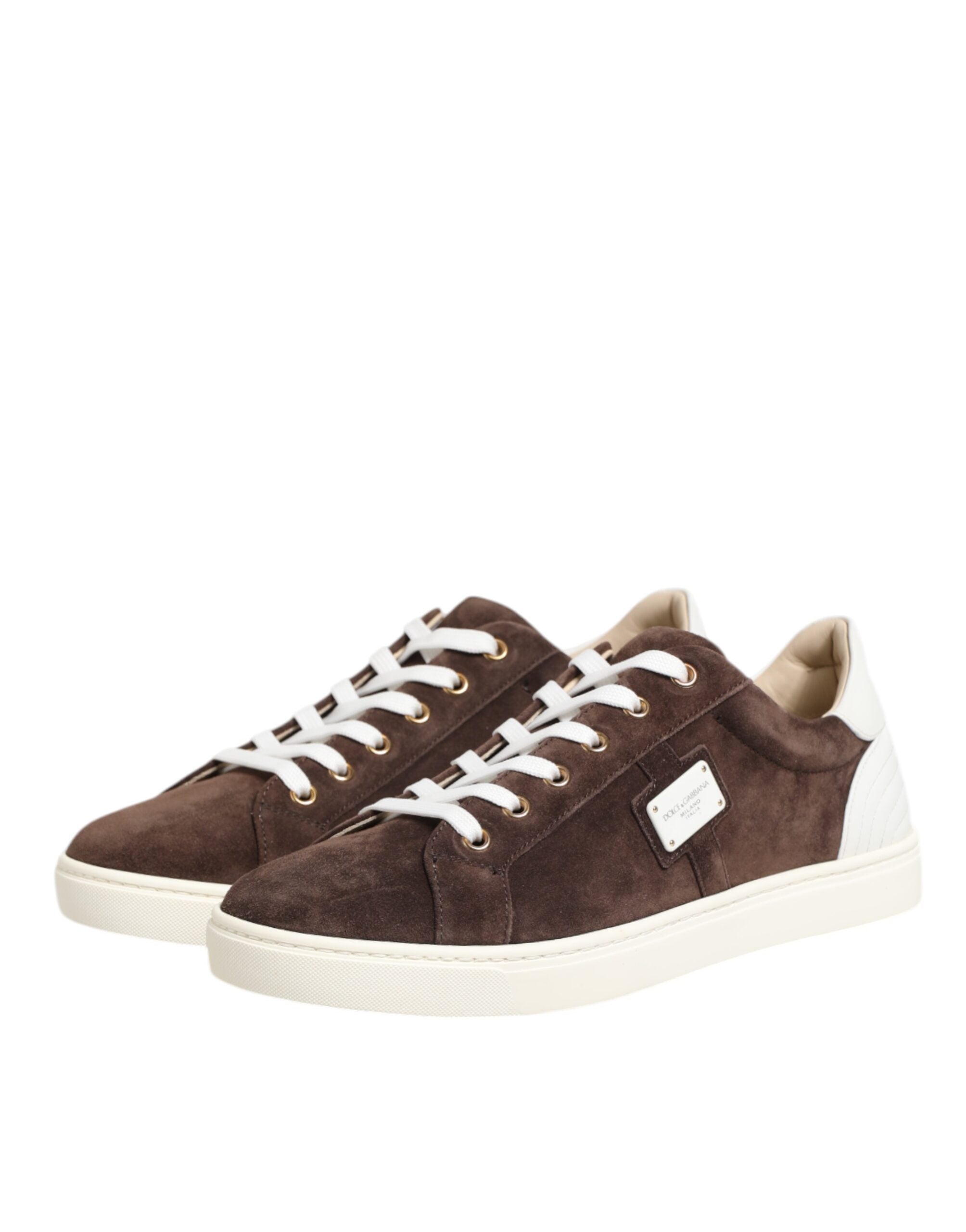 Dolce & Gabbana Brown Suede Leather Low Top Men Sneakers Shoes - ACCEXO