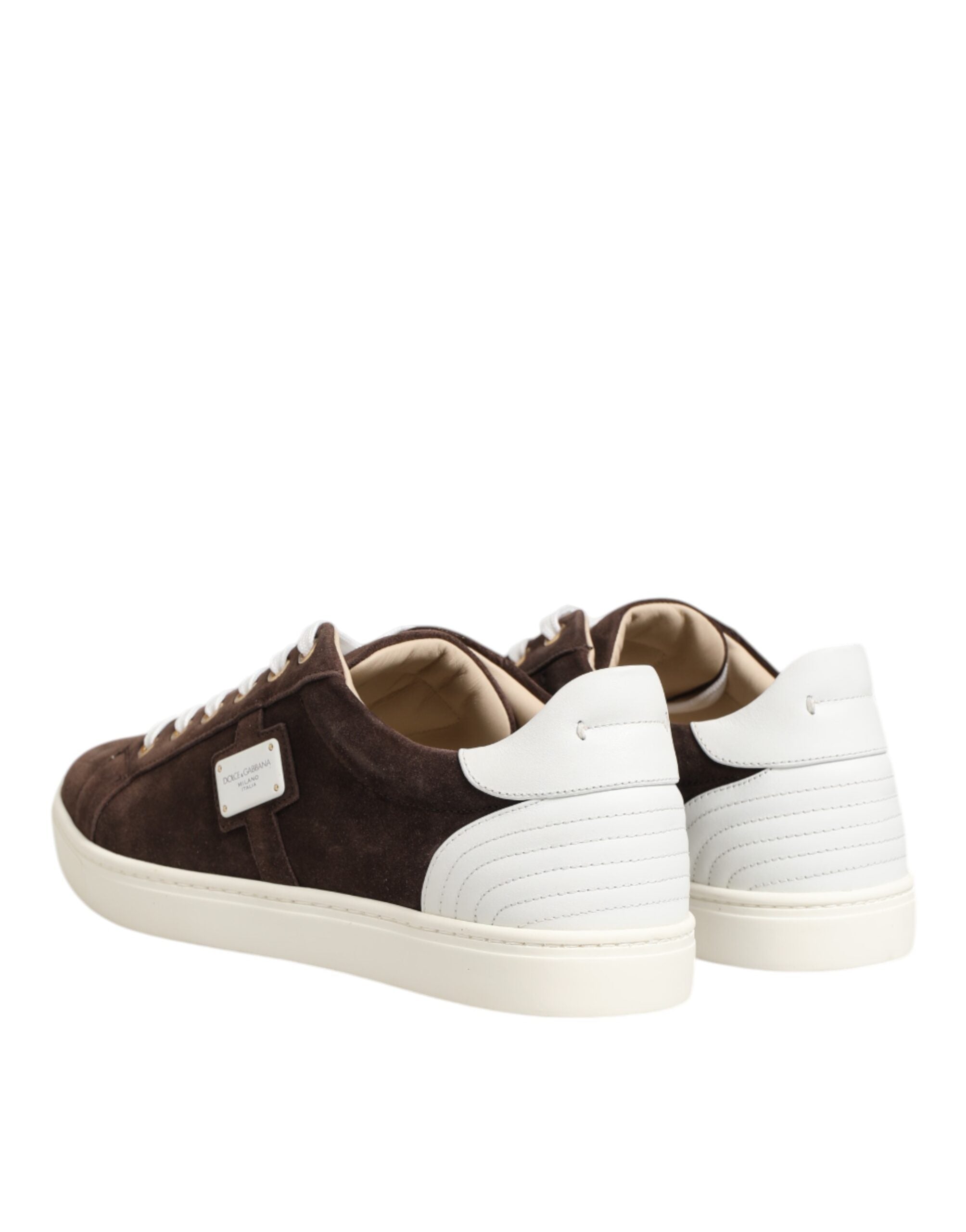 Dolce & Gabbana Brown Suede Leather Low Top Men Sneakers Shoes - ACCEXO