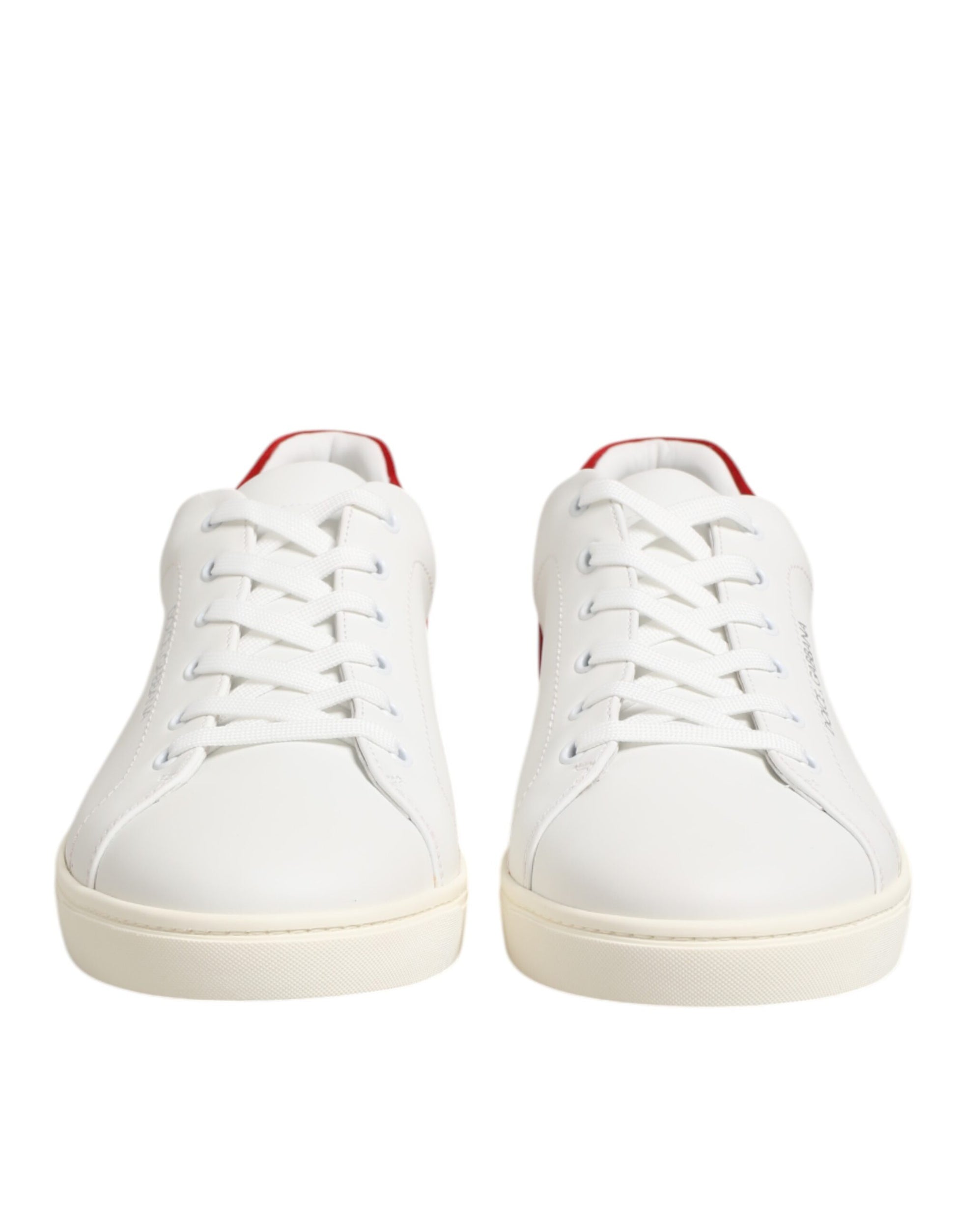 Dolce & Gabbana White Red Leather Low Top Men Sneakers Shoes - ACCEXO