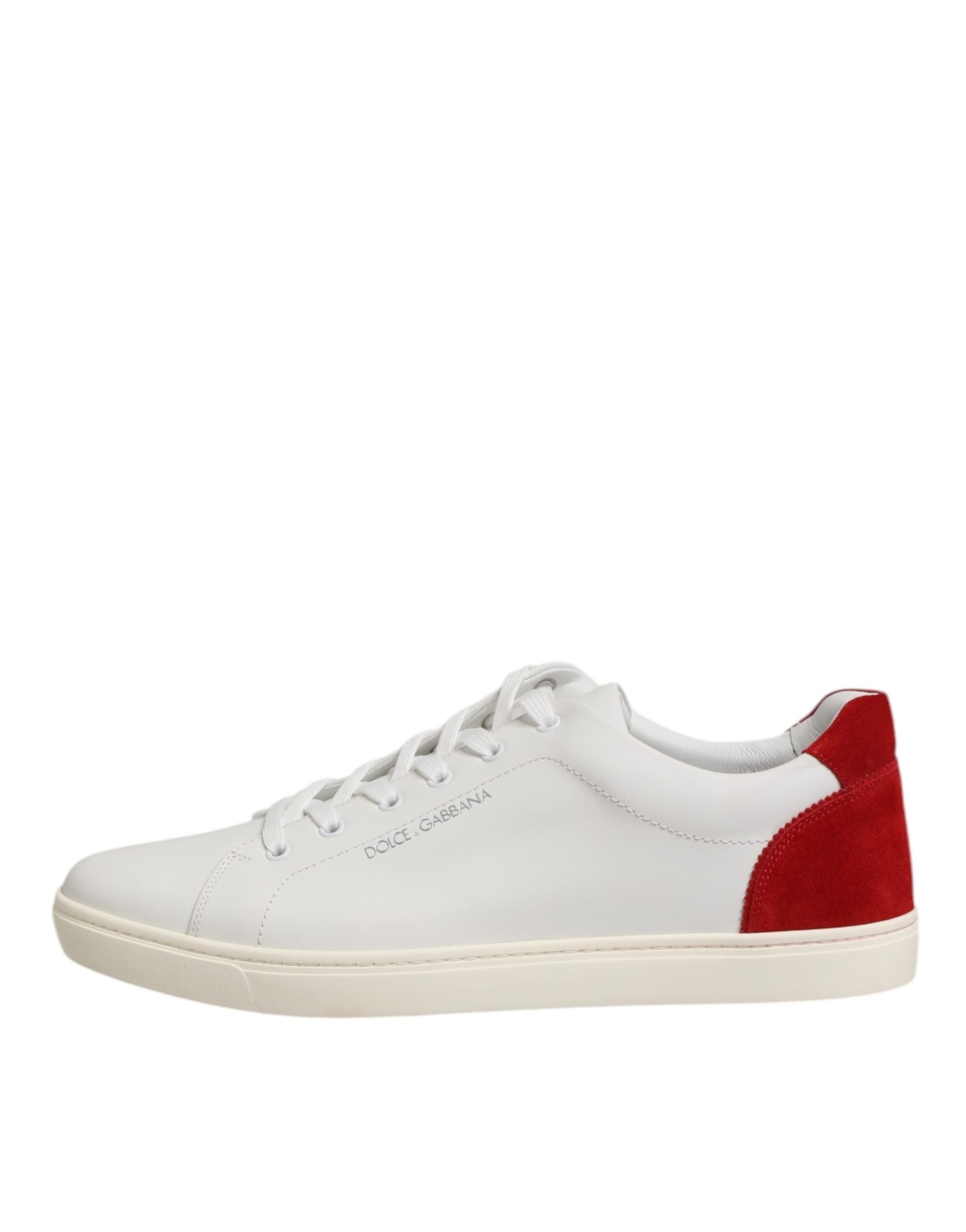 Dolce & Gabbana White Red Leather Low Top Men Sneakers Shoes - ACCEXO