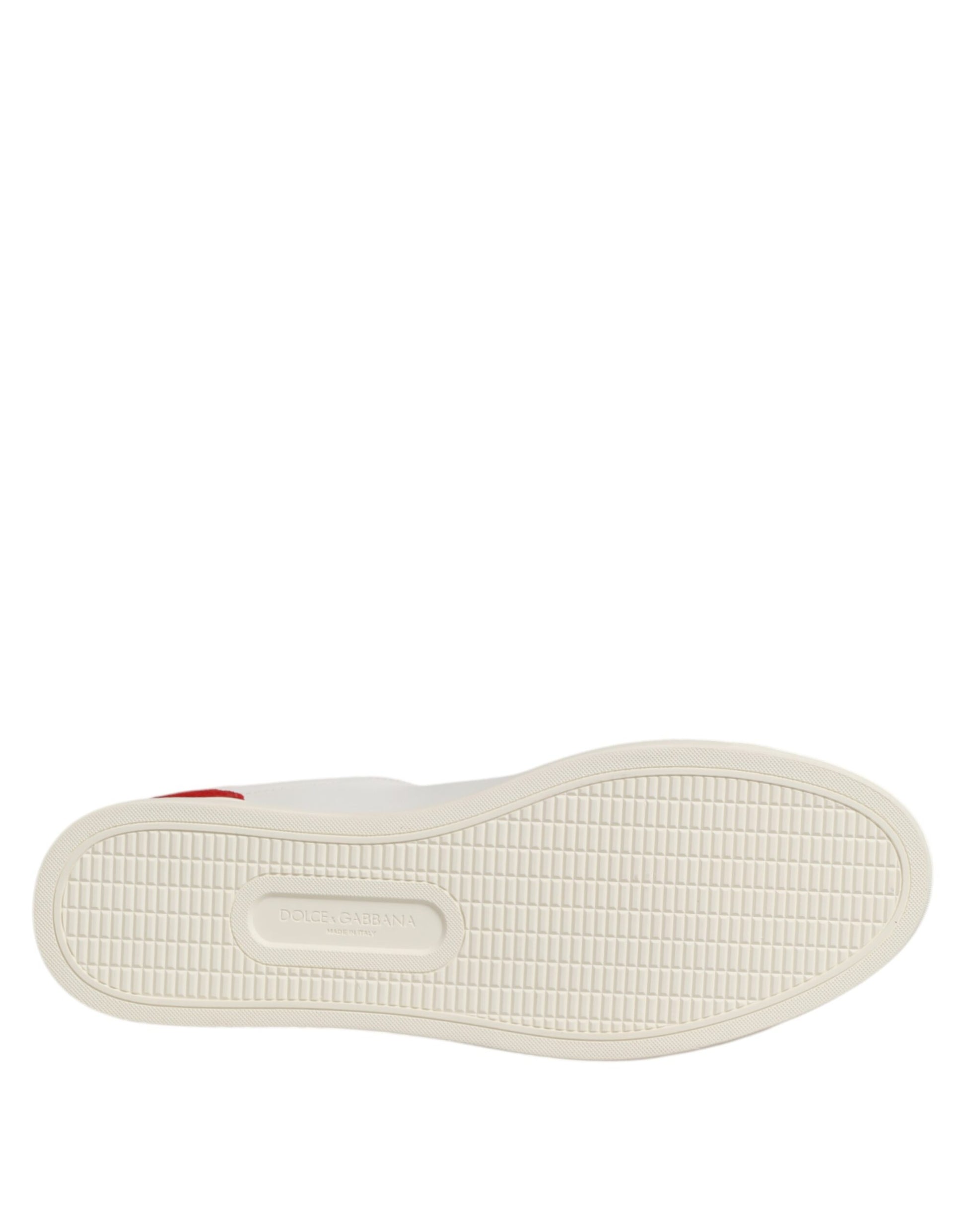 Dolce & Gabbana White Red Leather Low Top Men Sneakers Shoes - ACCEXO