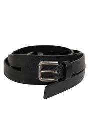 Dolce & Gabbana Black Double Strap Leather Gold Buckle Belt for Men