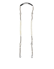 Dolce & Gabbana Black Leather Pearl Chain Bag Accessory Shoulder Strap - Zachava
