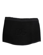 Dolce & Gabbana Black Lace Stole Knitted DG Logo Men One Size Scarf
