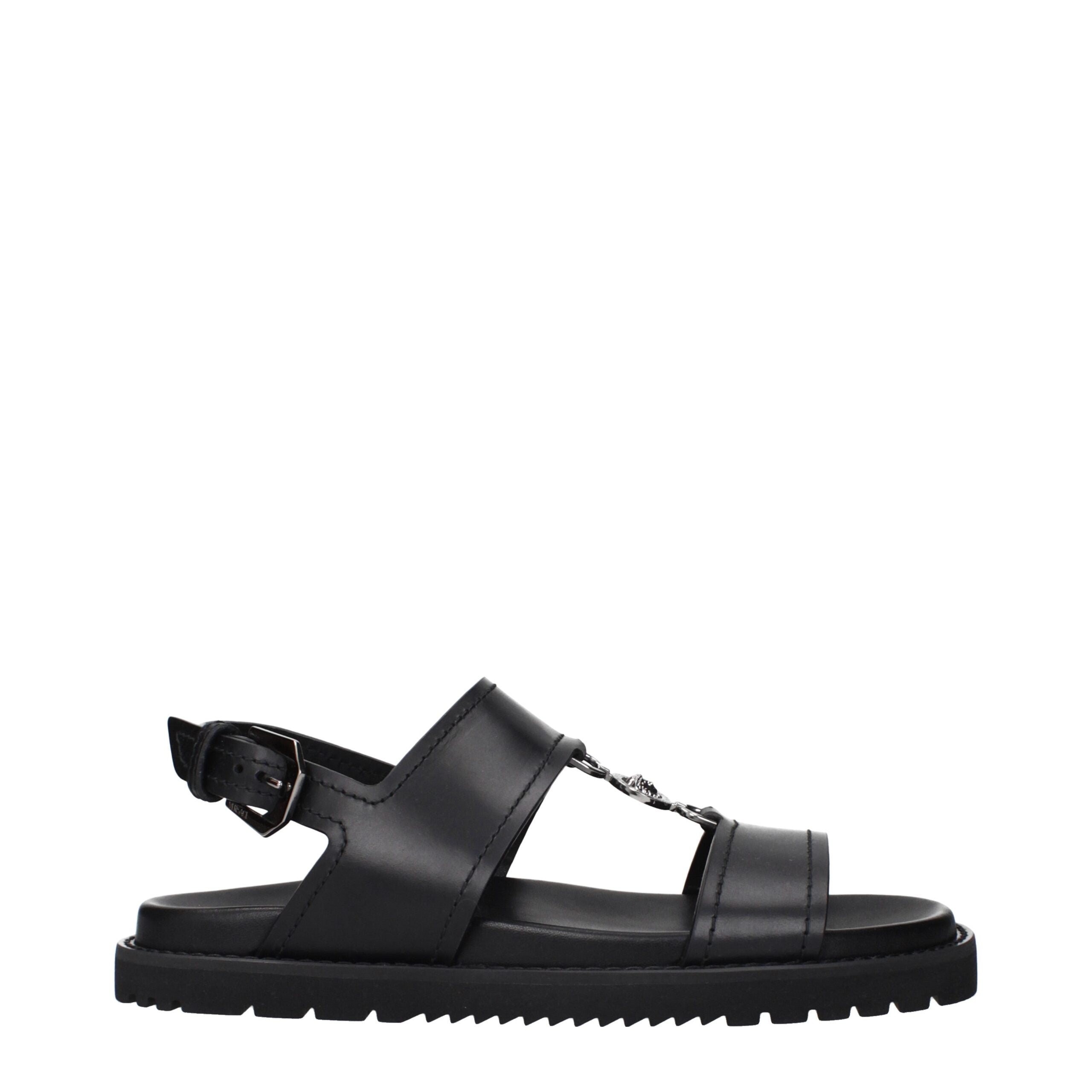 Versace Black Leather Sandals Main image
