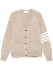 Thom Browne Shetland Wool 4-Bar Relaxed Fit V Neck Cardigan