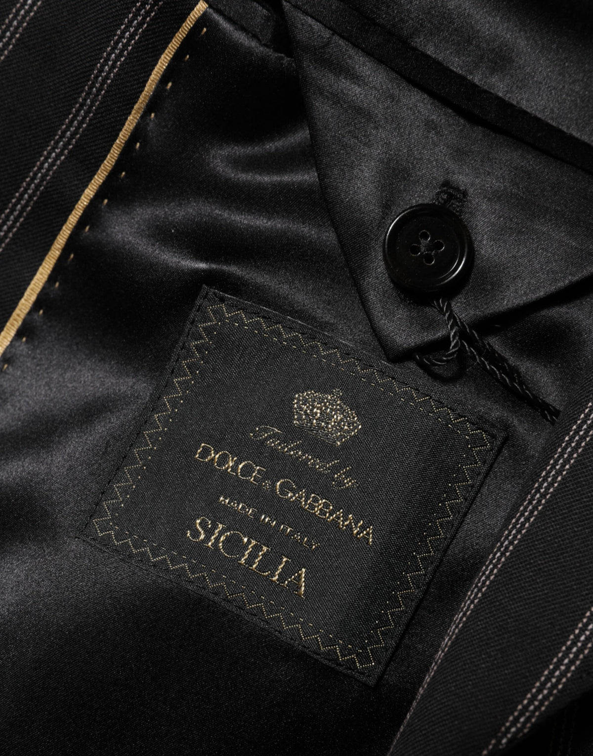 Dolce & Gabbana Dark Gray Stripes SICILIA 1 Button Suit Blazer