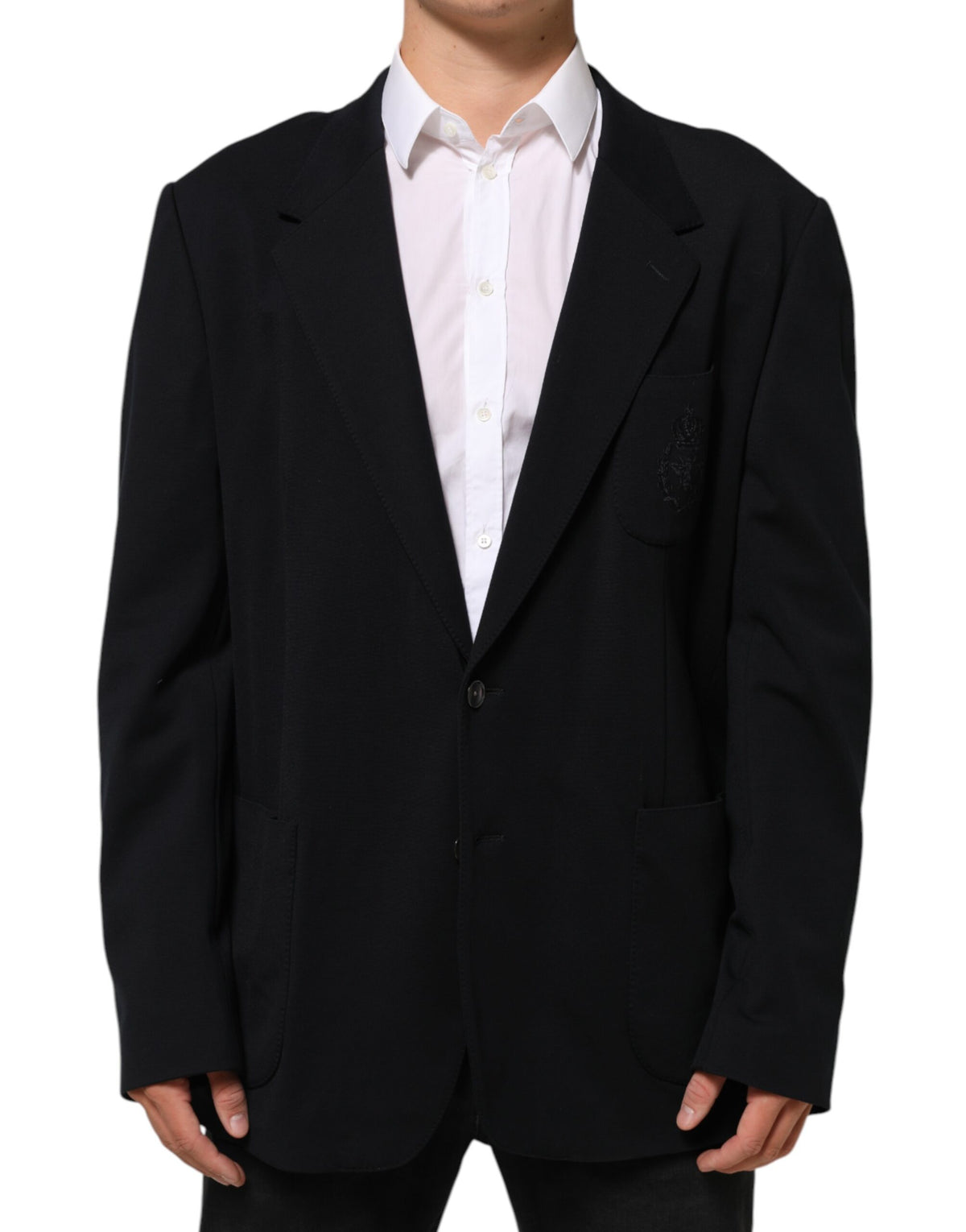 Dolce & Gabbana Dark Blue Viscose 2 Buttons Suit Jacket Blazer