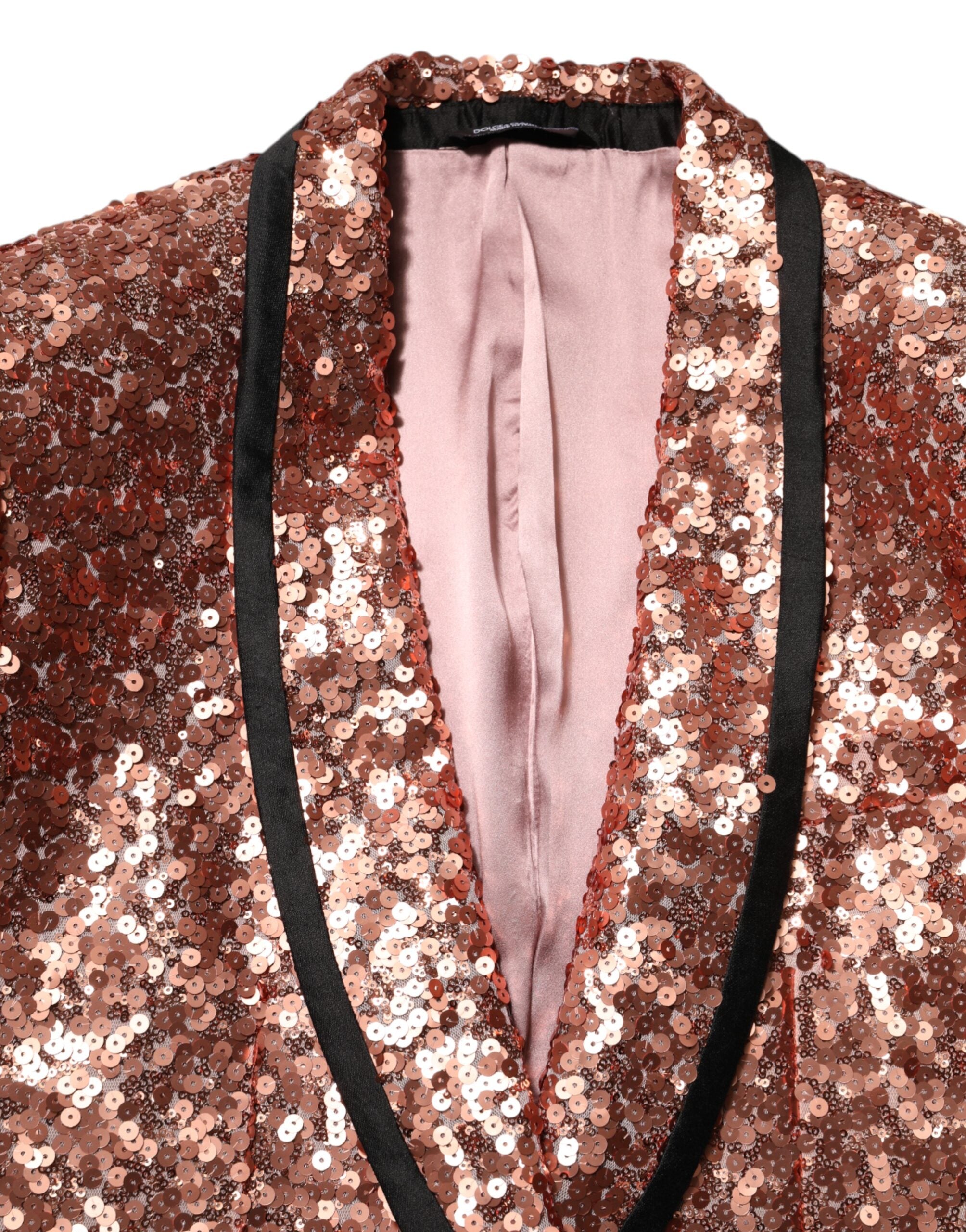 Dolce & Gabbana Pink Sequin SICILIA 1 Button Men Suit Blazer