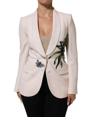 Dolce & Gabbana Beige Embroidered Single Breasted Jacket for Women