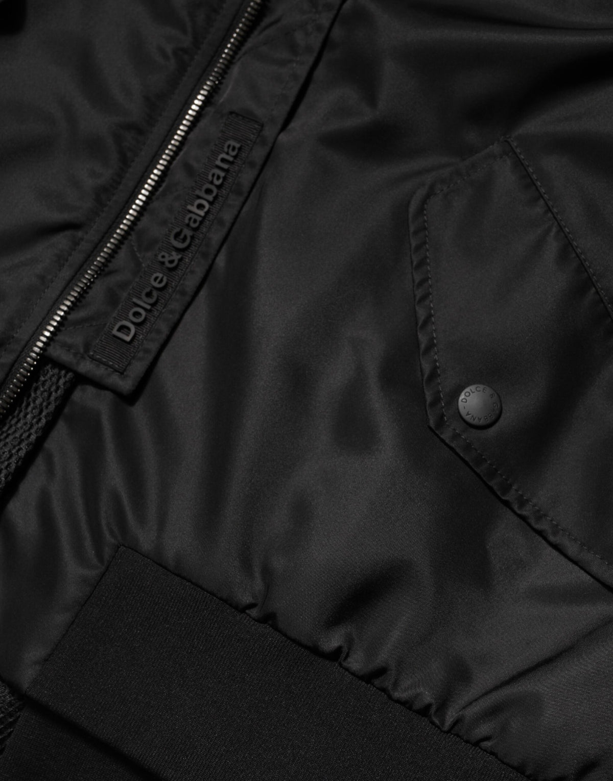 Dolce & Gabbana Black Nylon Hooded Full Zip Bomber Men Jacket