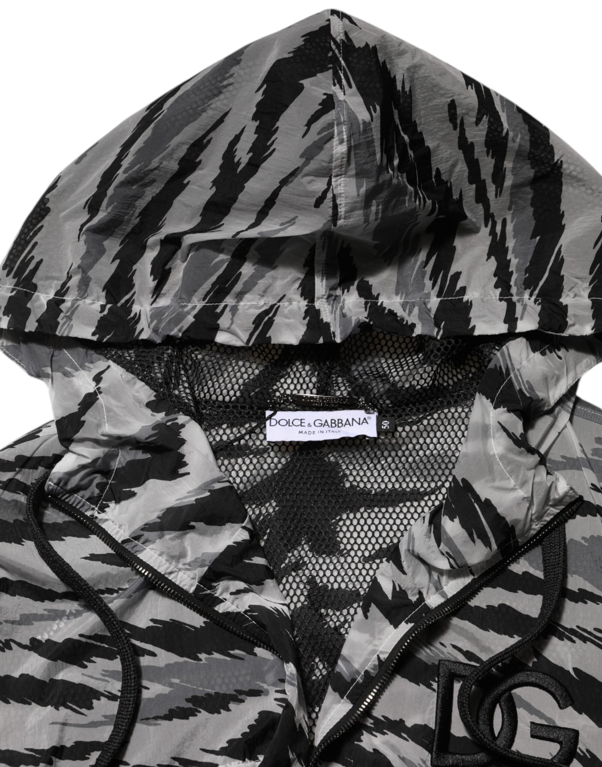 Dolce & Gabbana Gray Camouflage Hooded Sweatshirt Jacket