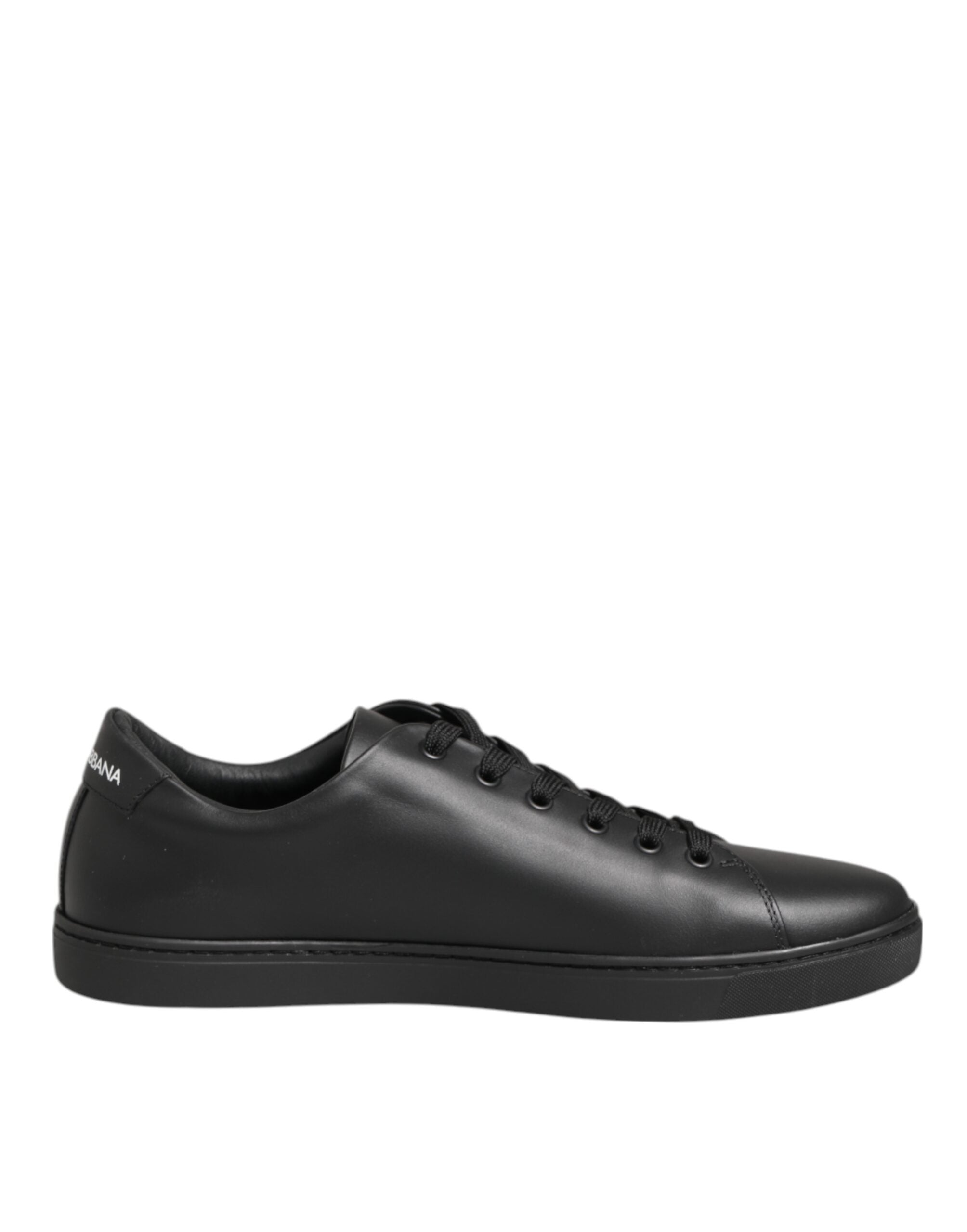 Dolce & Gabbana Black Leather Crystal Heart Sneakers  Shoes - ACCEXO
