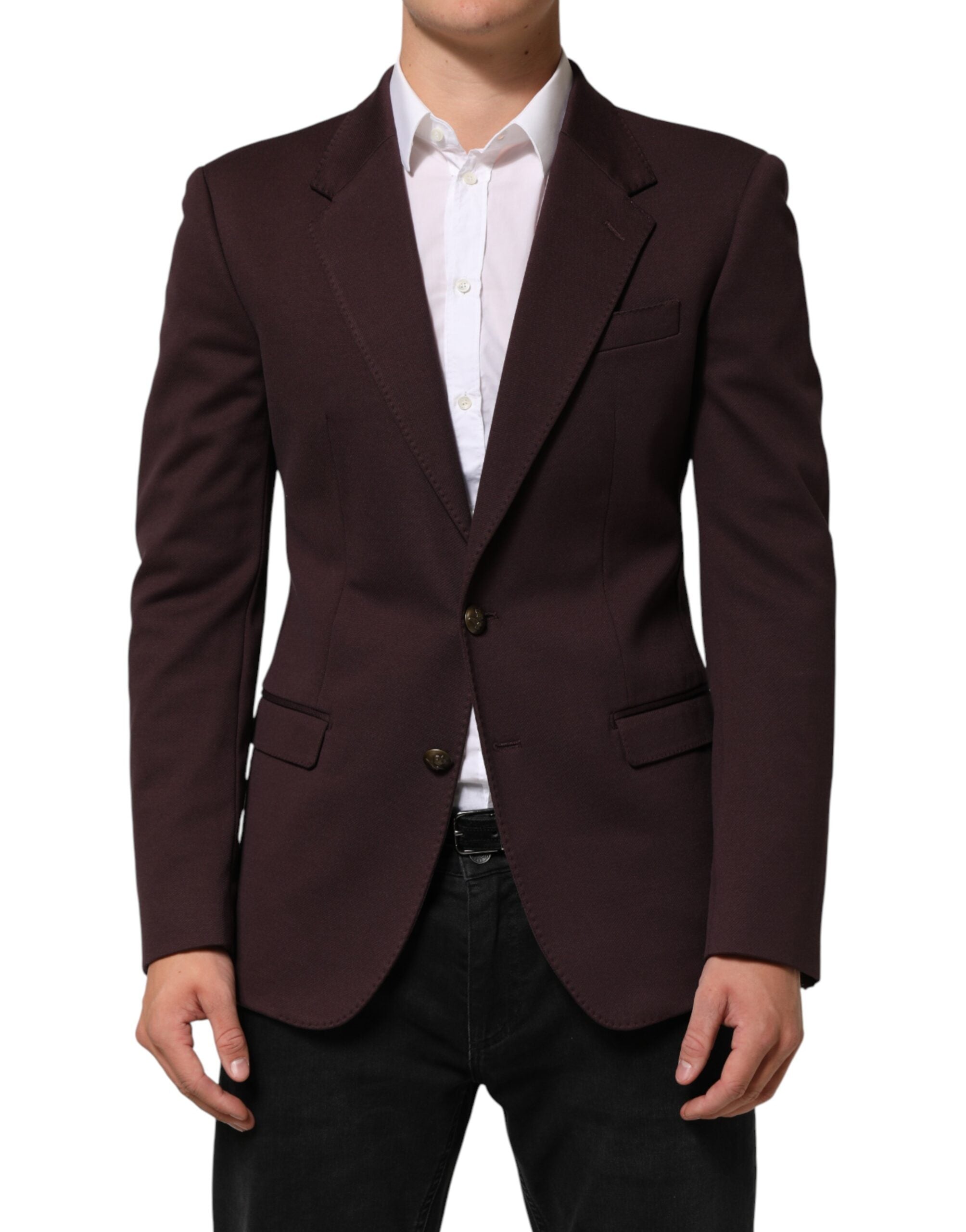 Dolce & Gabbana Maroon Cotton 2 Buttons Suit Jacket Blazer for Men