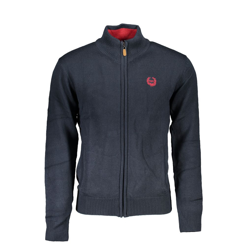 Dark gray zip-up jacket with a red logo on a white background