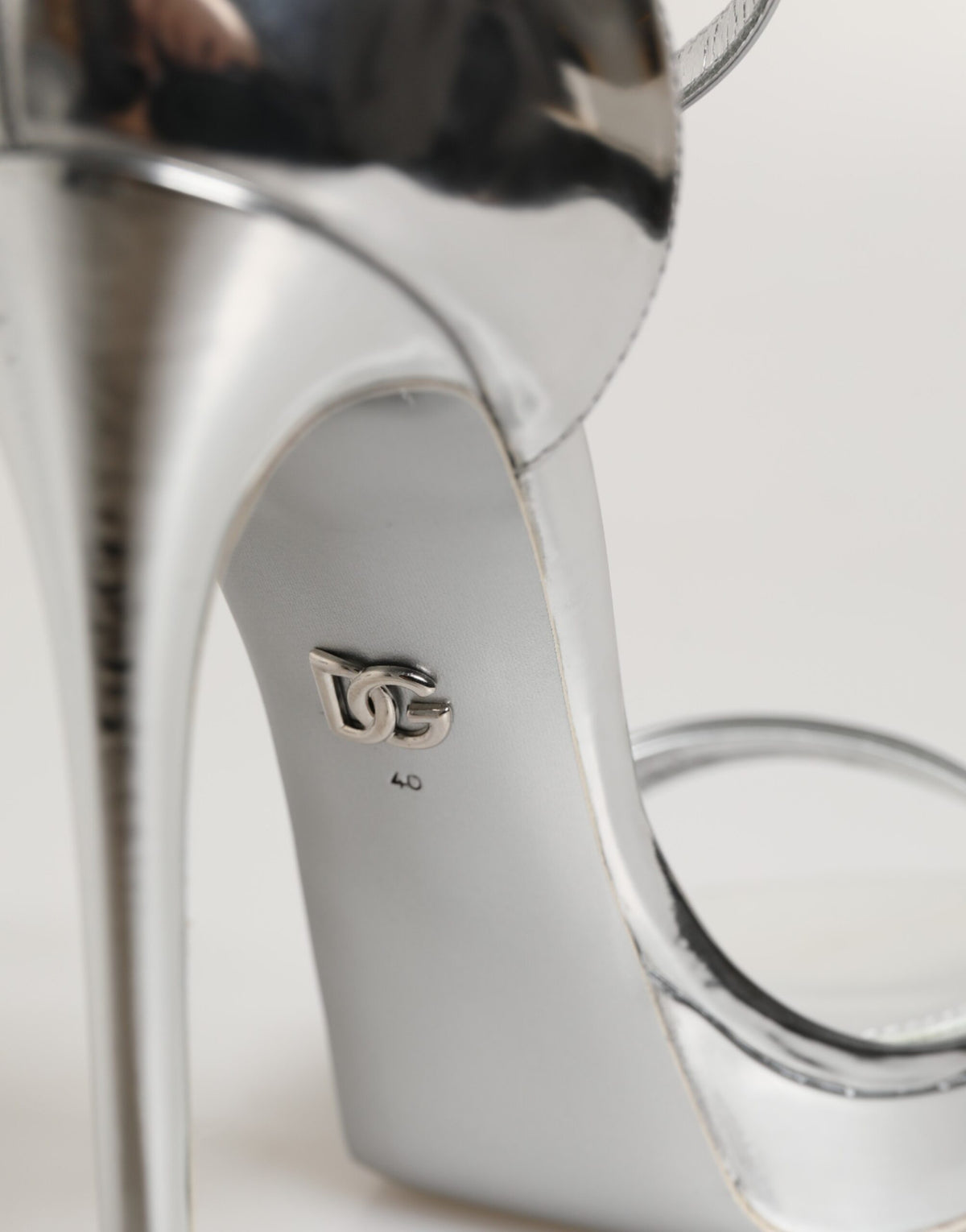 Dolce & Gabbana Silver Leather Platform Keira Sandals Shoes for Women