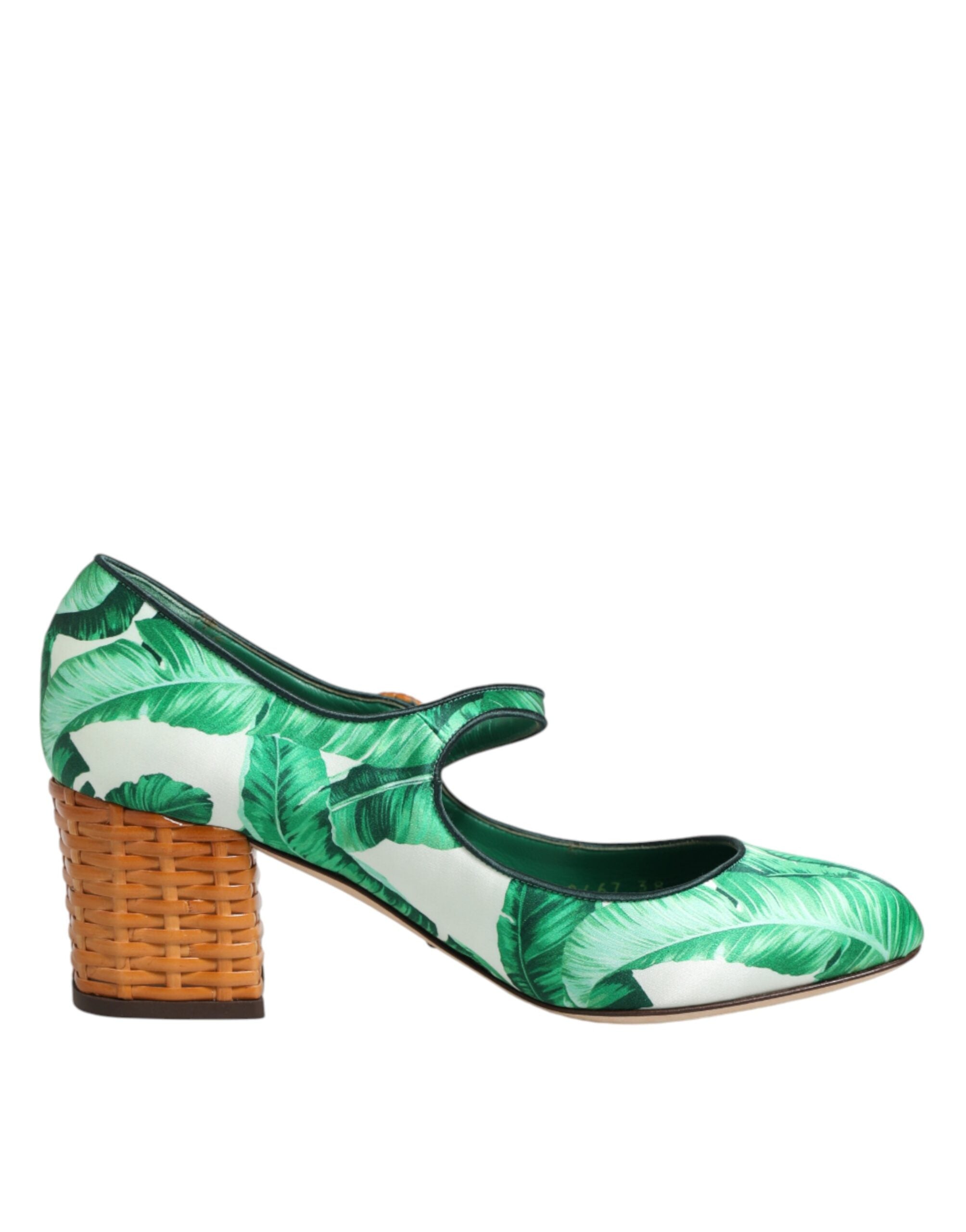 Dolce & Gabbana Green Silk MARY JANES Leaf Sandals Shoes for Women