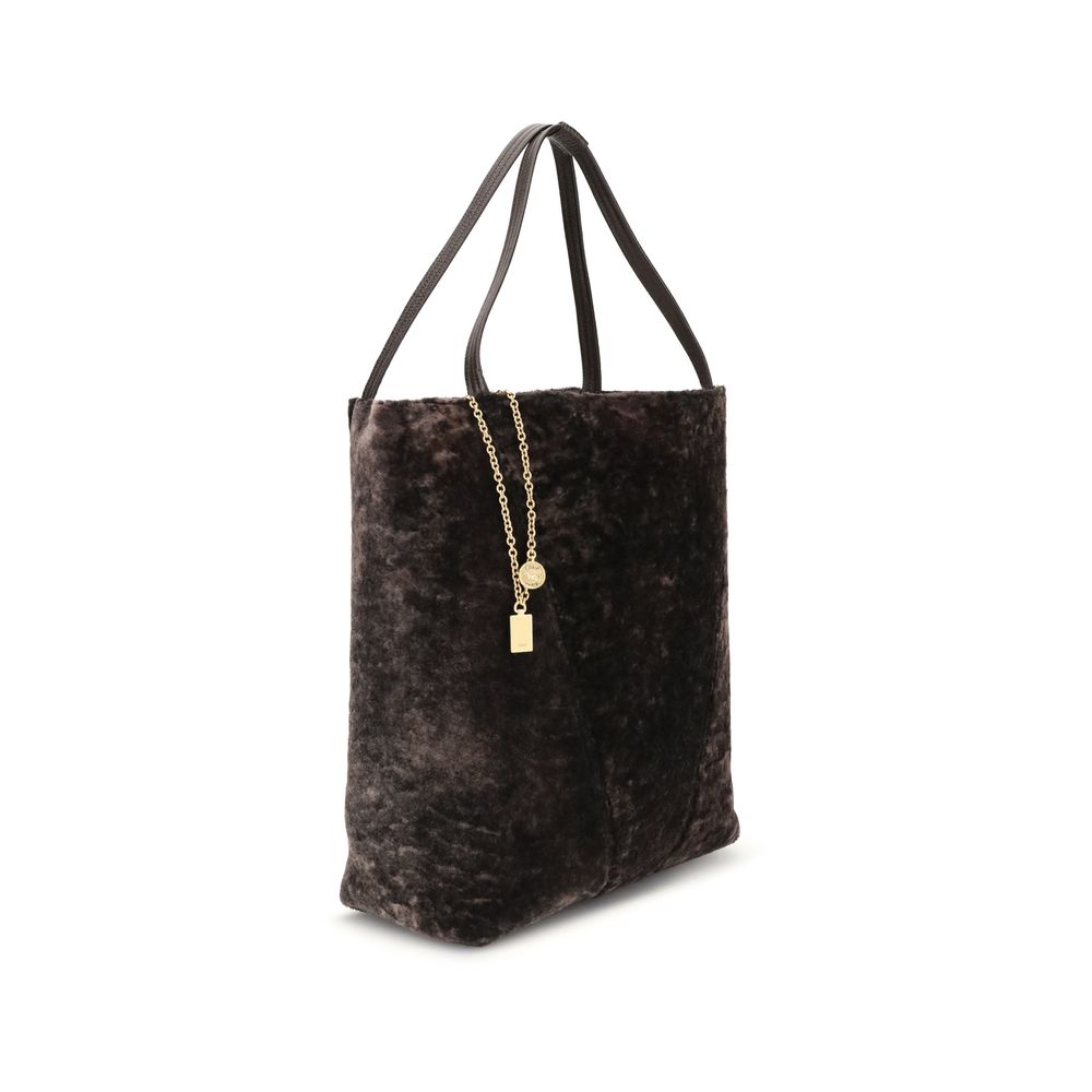 Chloé Large Spin Tote Bag in soft shearling