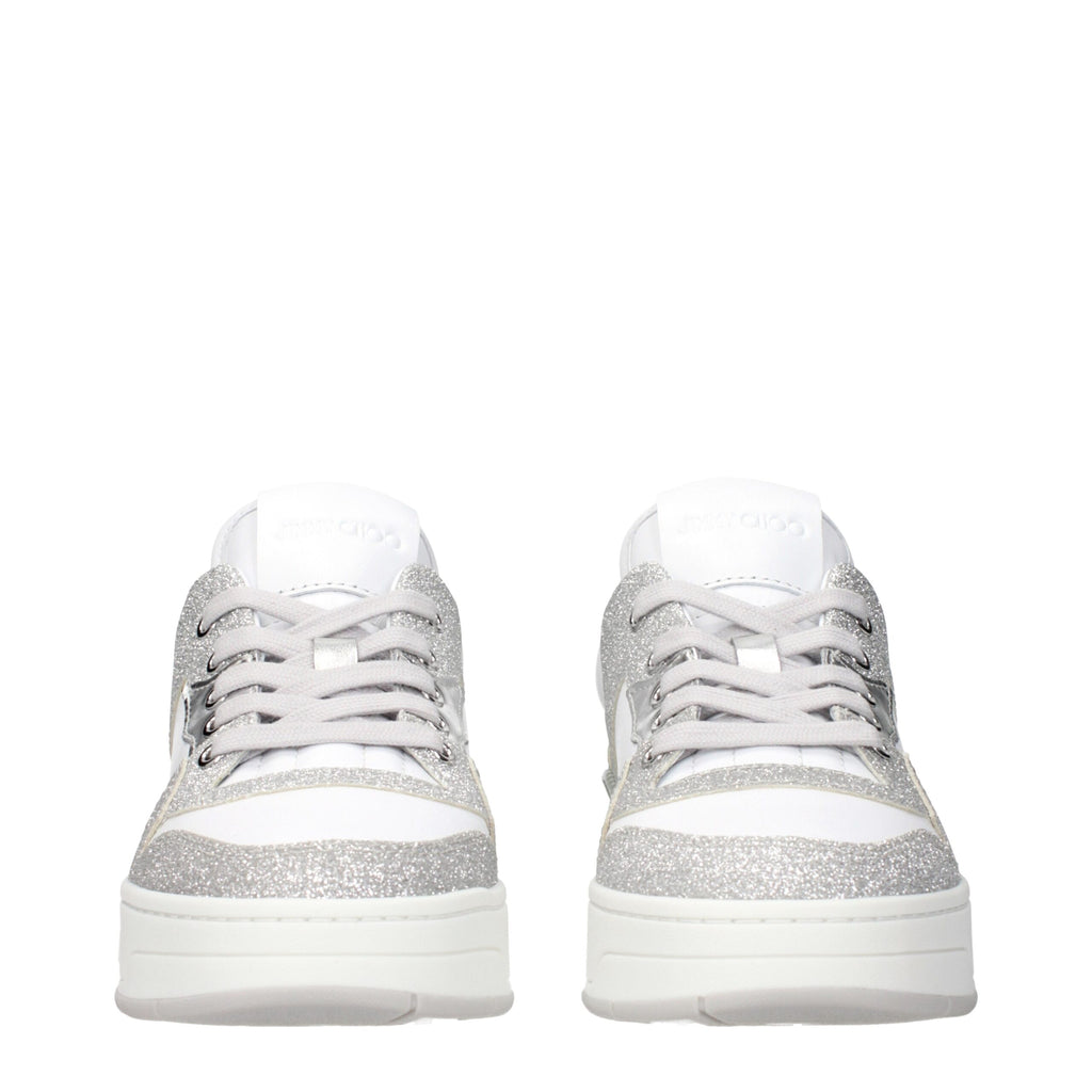 Jimmy Choo White Leather Low Top Sneakers