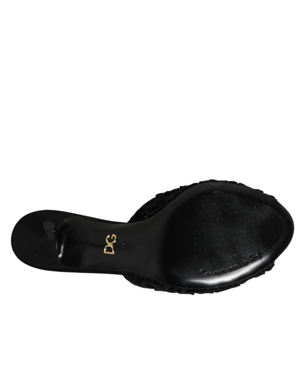 Dolce & Gabbana Black Embroidered Slip On Heels Slides Shoes for Women