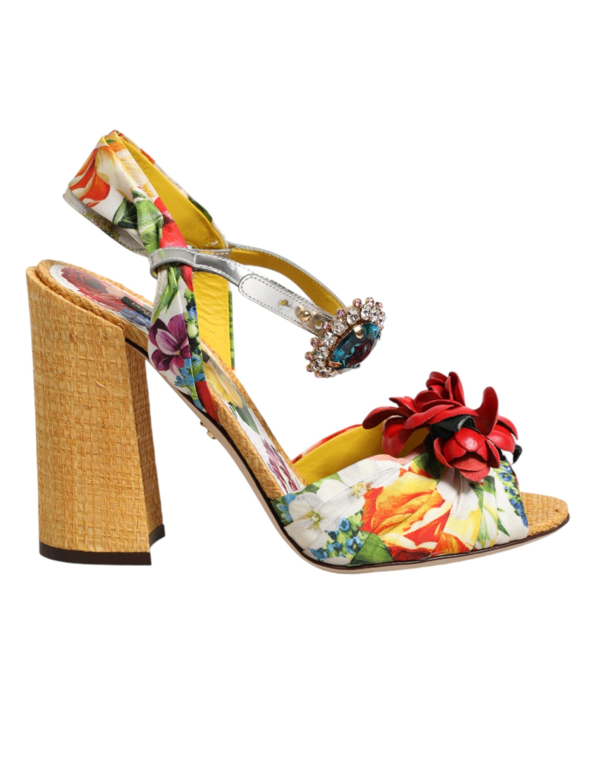 Dolce & Gabbana Multicolor Floral Crystal Embellished Sandals Shoes for Men