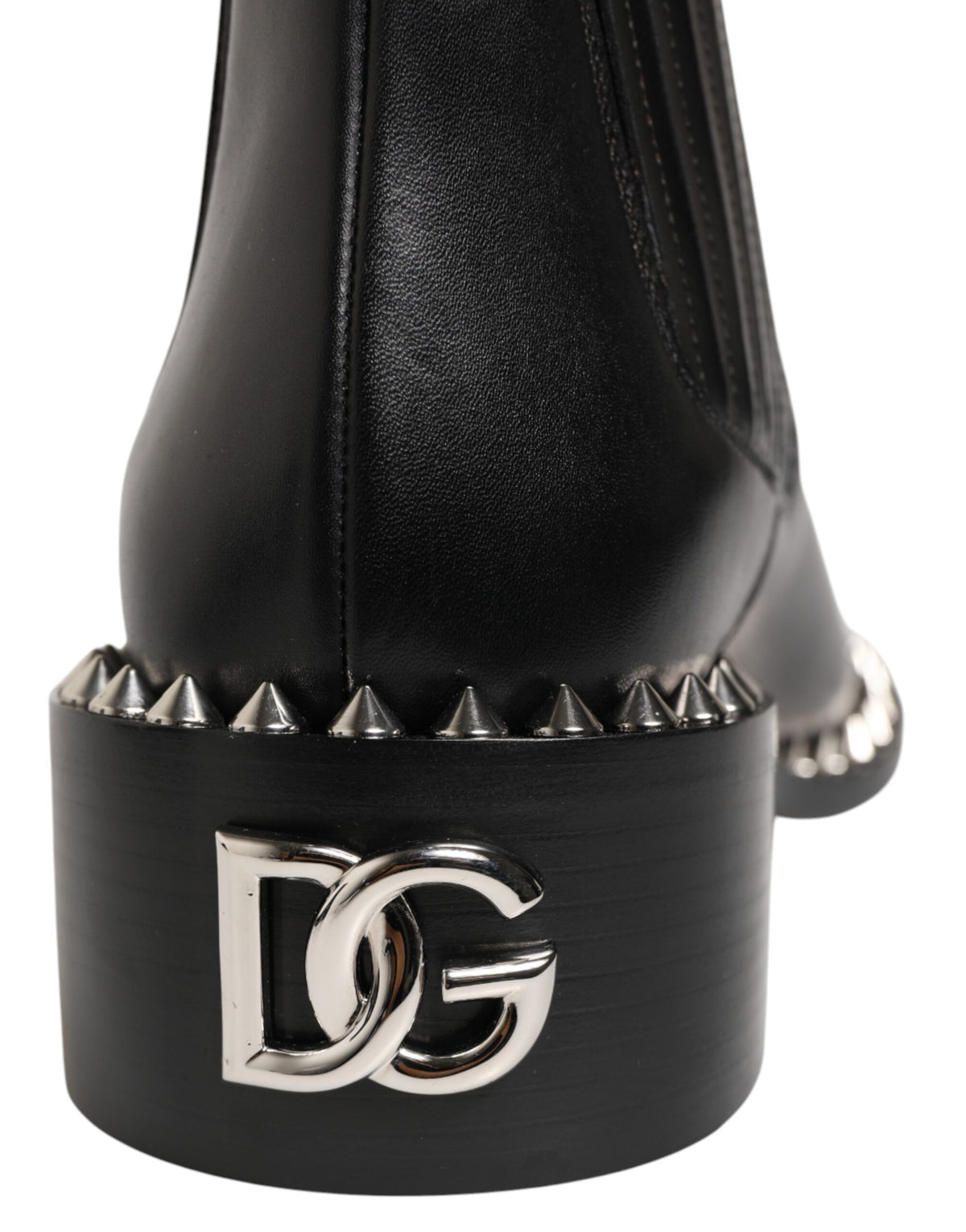 Dolce & Gabbana Black Studded Chelsea Short Ankle Boots Shoes for Men