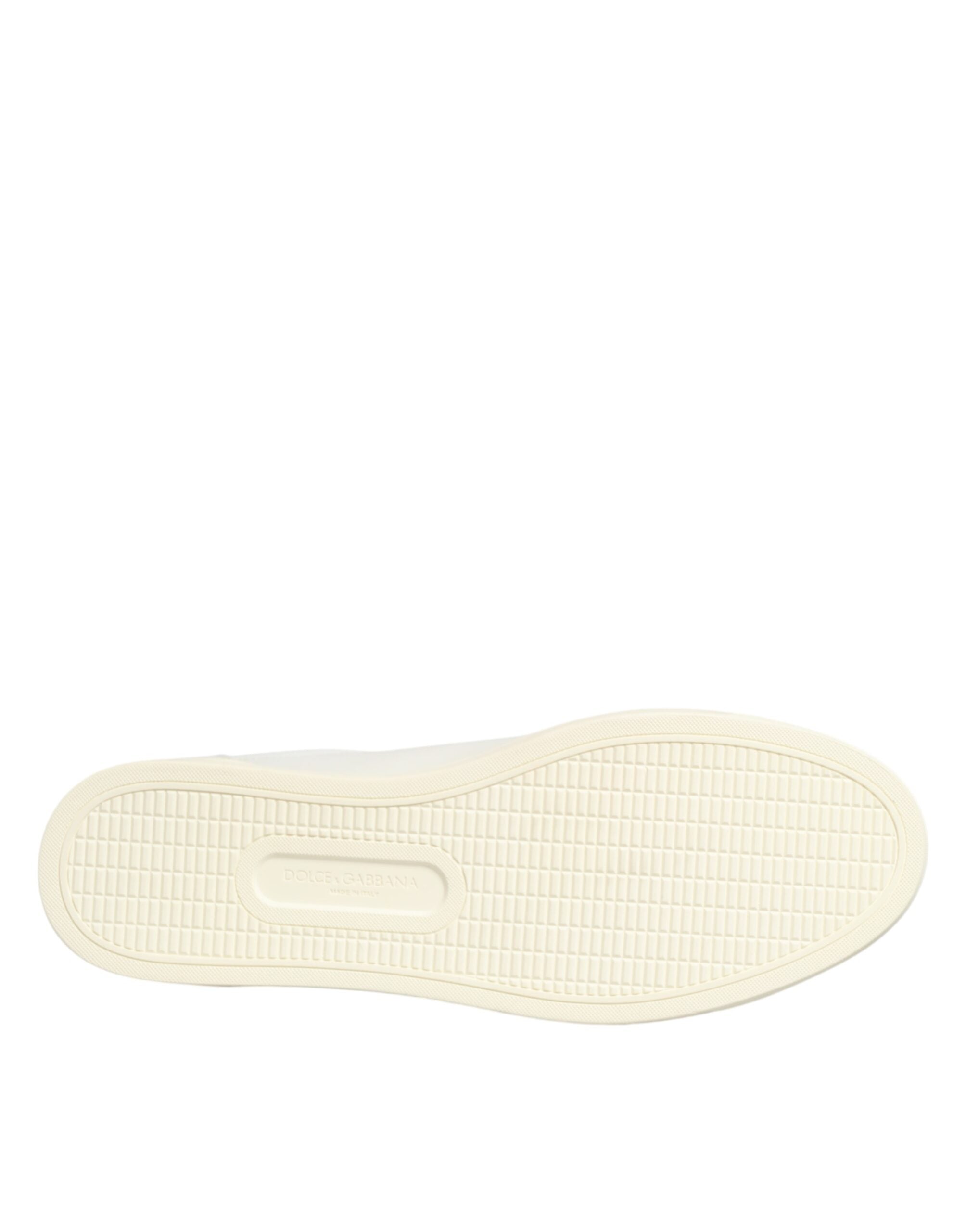 Dolce & Gabbana White Leather Heart Embellished Sneakers Shoes