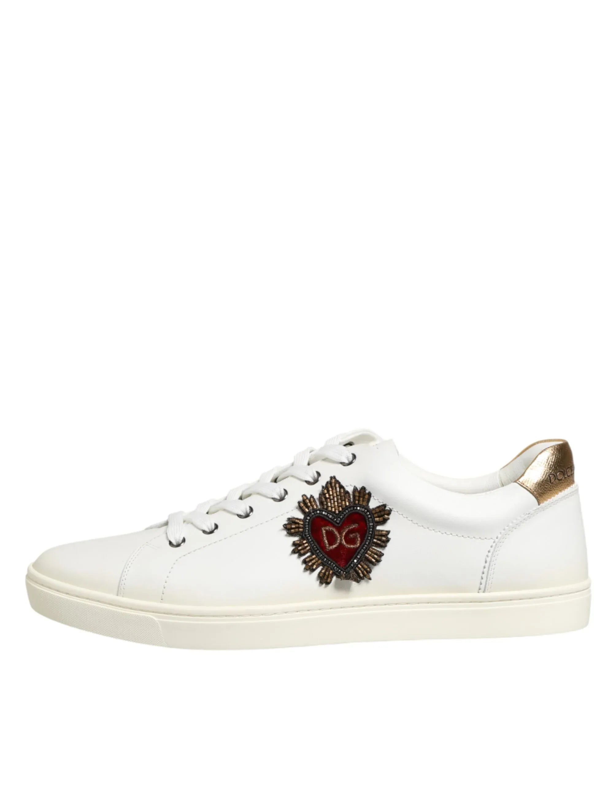 Dolce & Gabbana White Heart Embellished Sneakers Shoes - Zachava Main image
