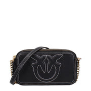 PINKO Black Leather Crossbody Bag