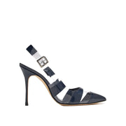 Manolo Blahnik Blue Calfskin High Heel Pumps