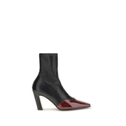 Khaite Black Leather Ankle Boots