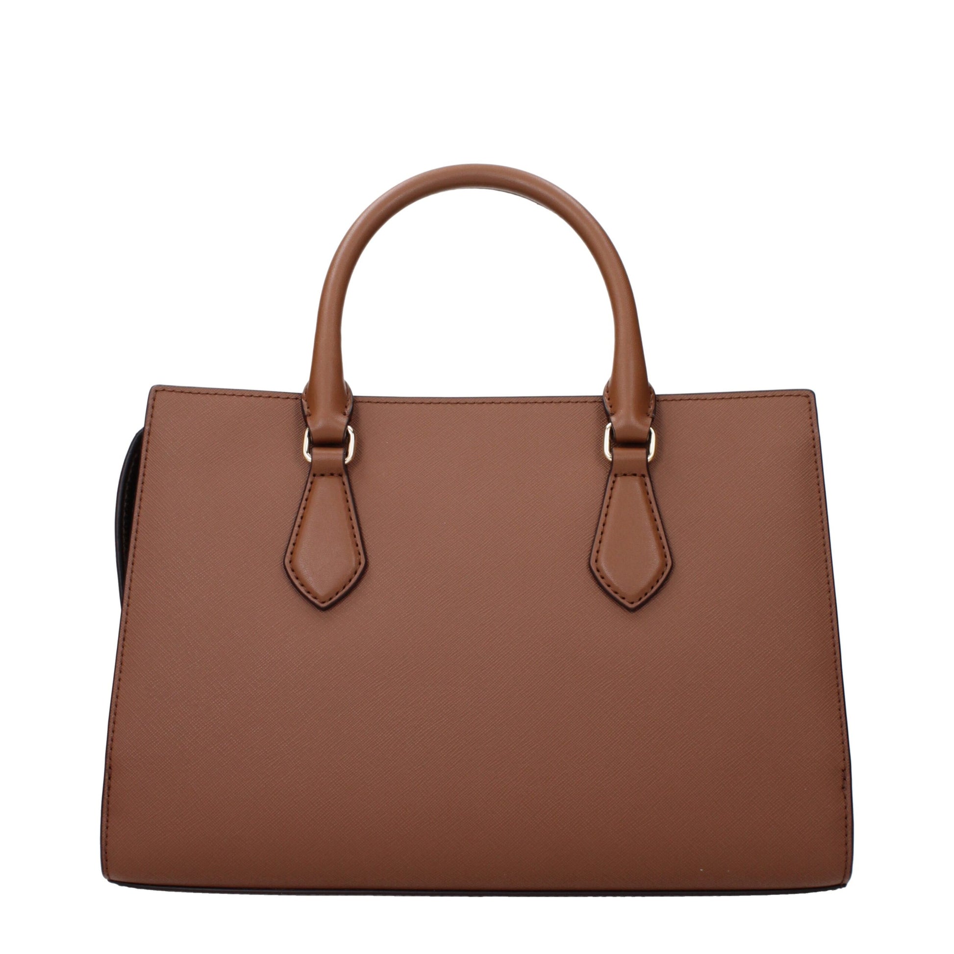 Brown handbag with a white background