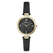 Furla Black Leather Dress Watch