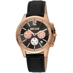 Just Cavalli Black Leather Dress Watch