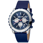 Just Cavalli Blue Leather Dress Watch