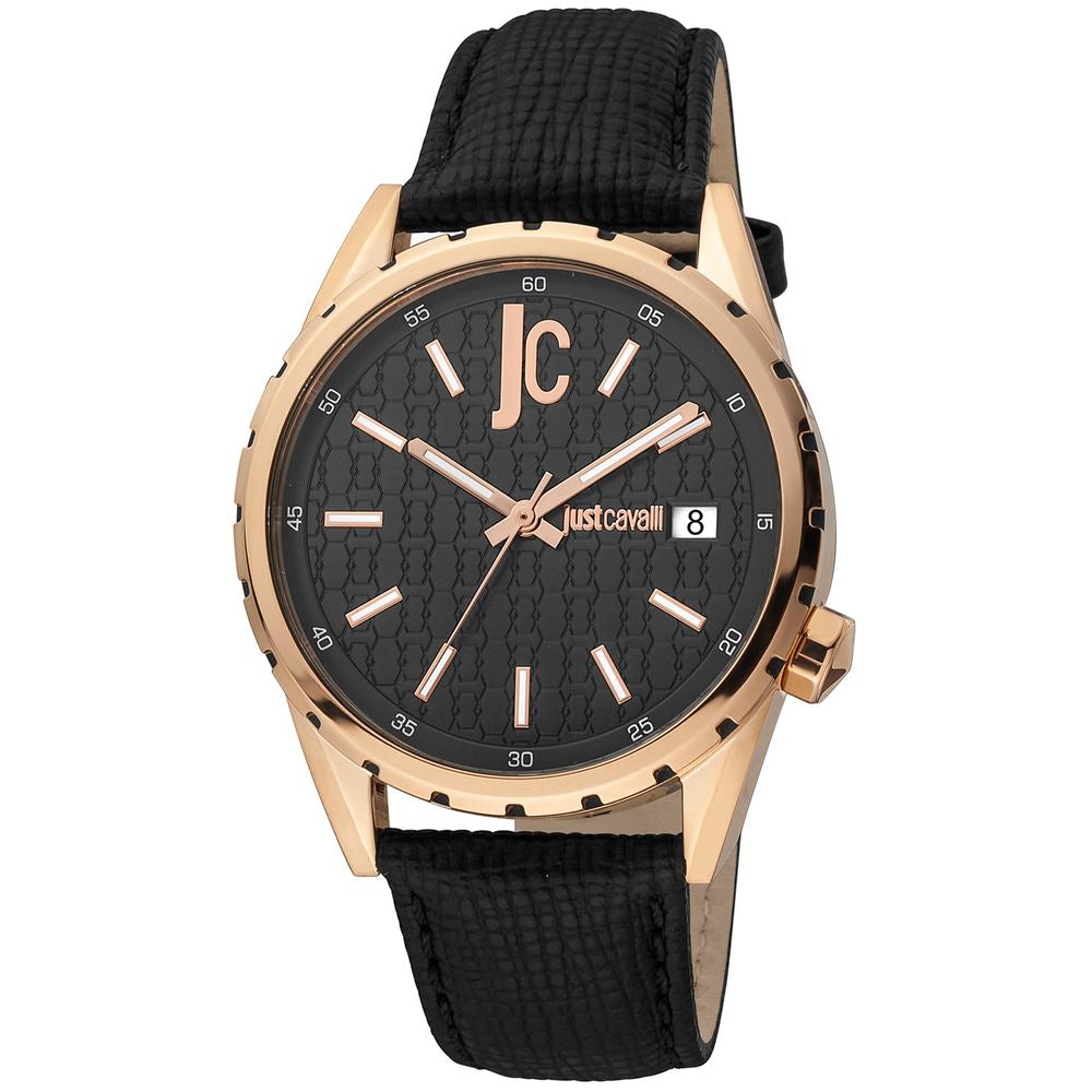 Just Cavalli Black Leather Dress Watch