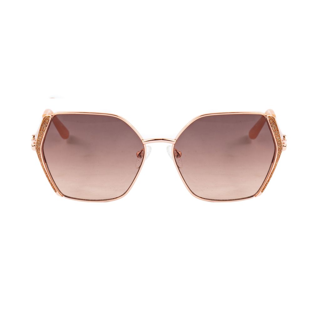 Rose gold sunglasses with gradient lenses on a white background