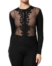 Dolce & Gabbana Black Sheer Button Down Cardigan Sweater for Women