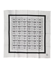 Dolce & Gabbana White Crown Cotton Men Square Foulard Scarf