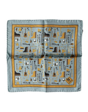 Dolce & Gabbana Blue Jazz Club Square Handkerchief Scarf